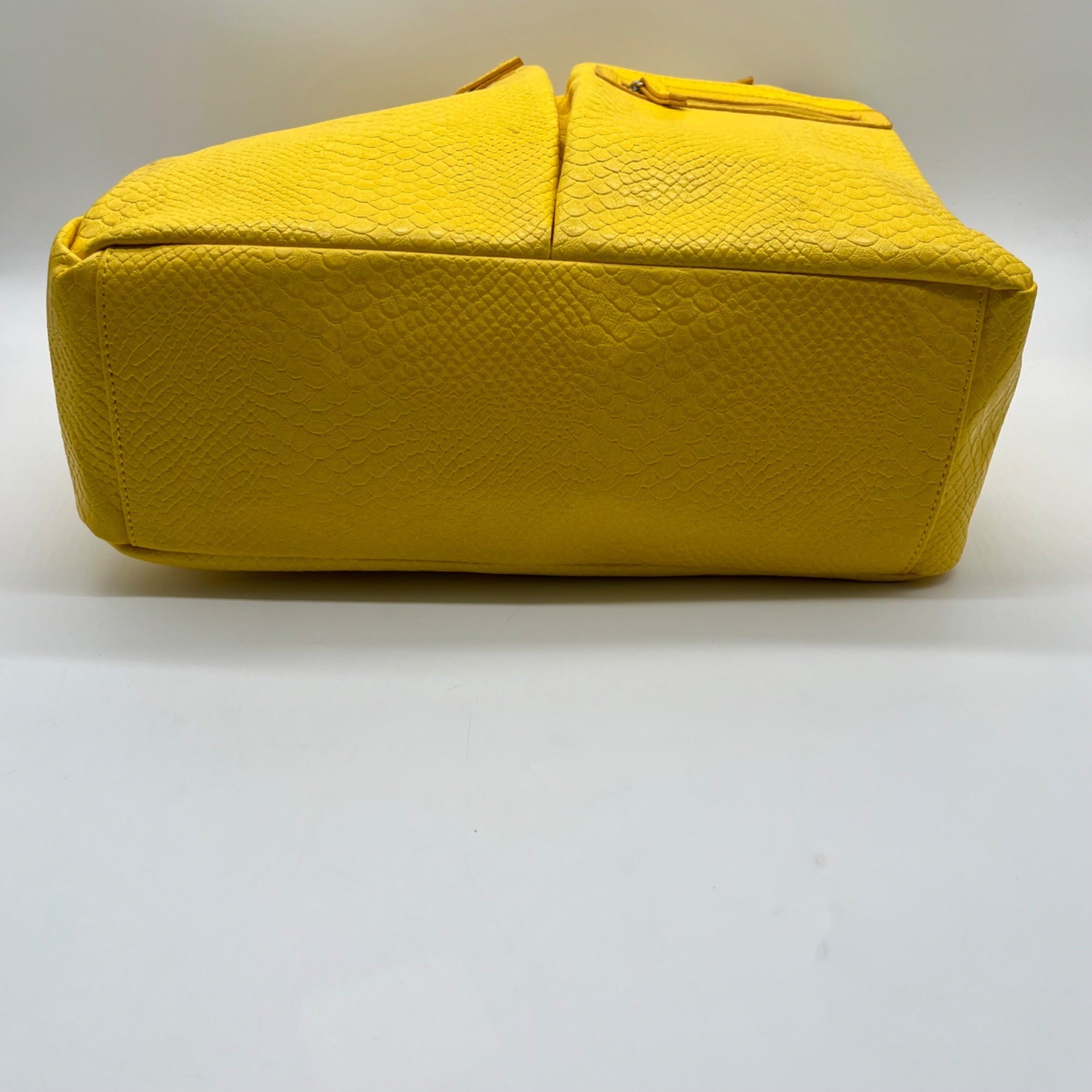 Neiman Marcus Yellow FauxSnake-Embossed Tote