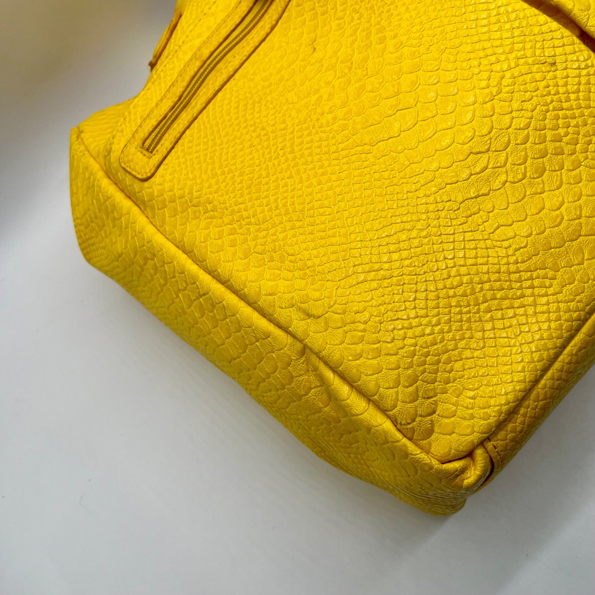 Neiman Marcus Yellow FauxSnake-Embossed Tote