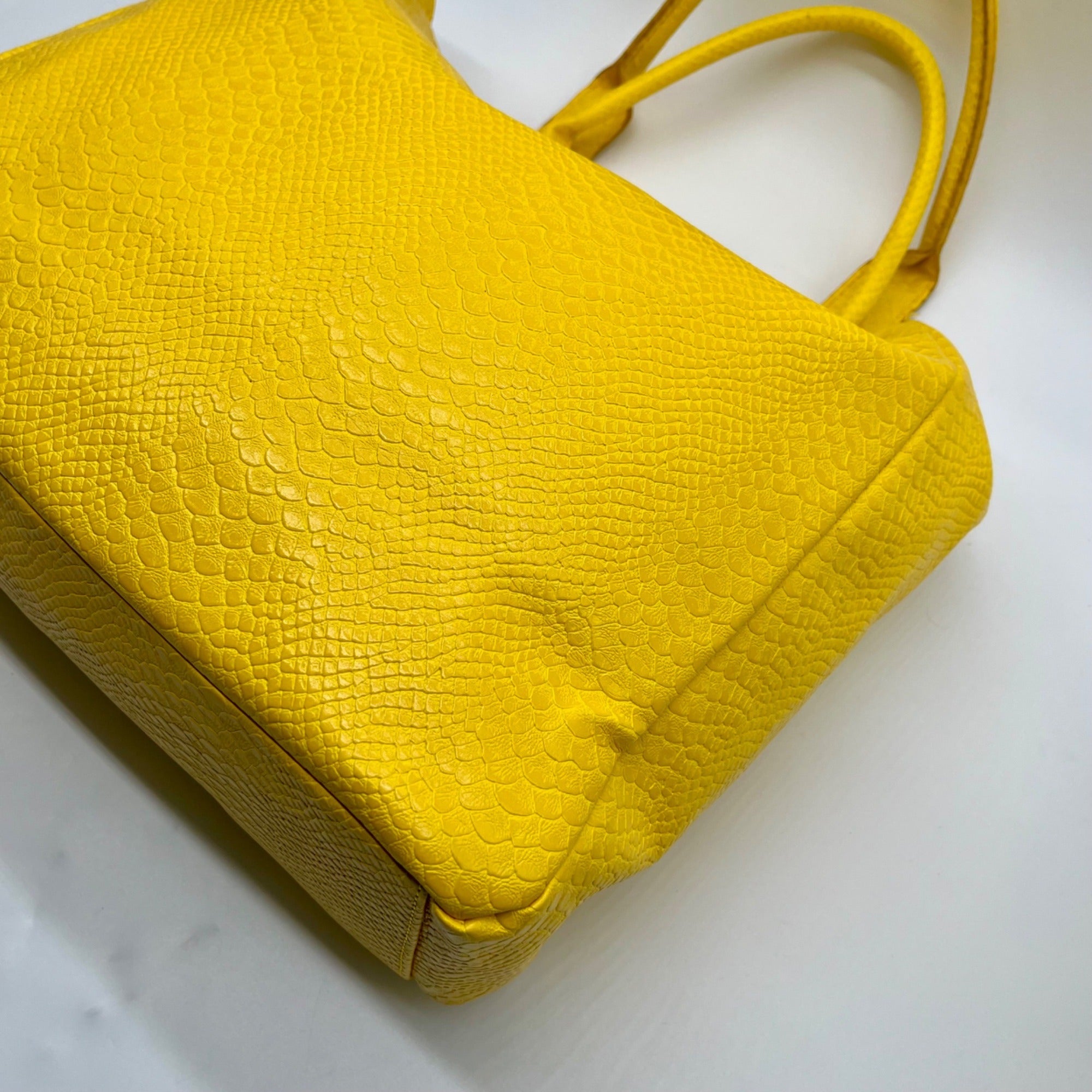 Neiman Marcus Yellow FauxSnake-Embossed Tote