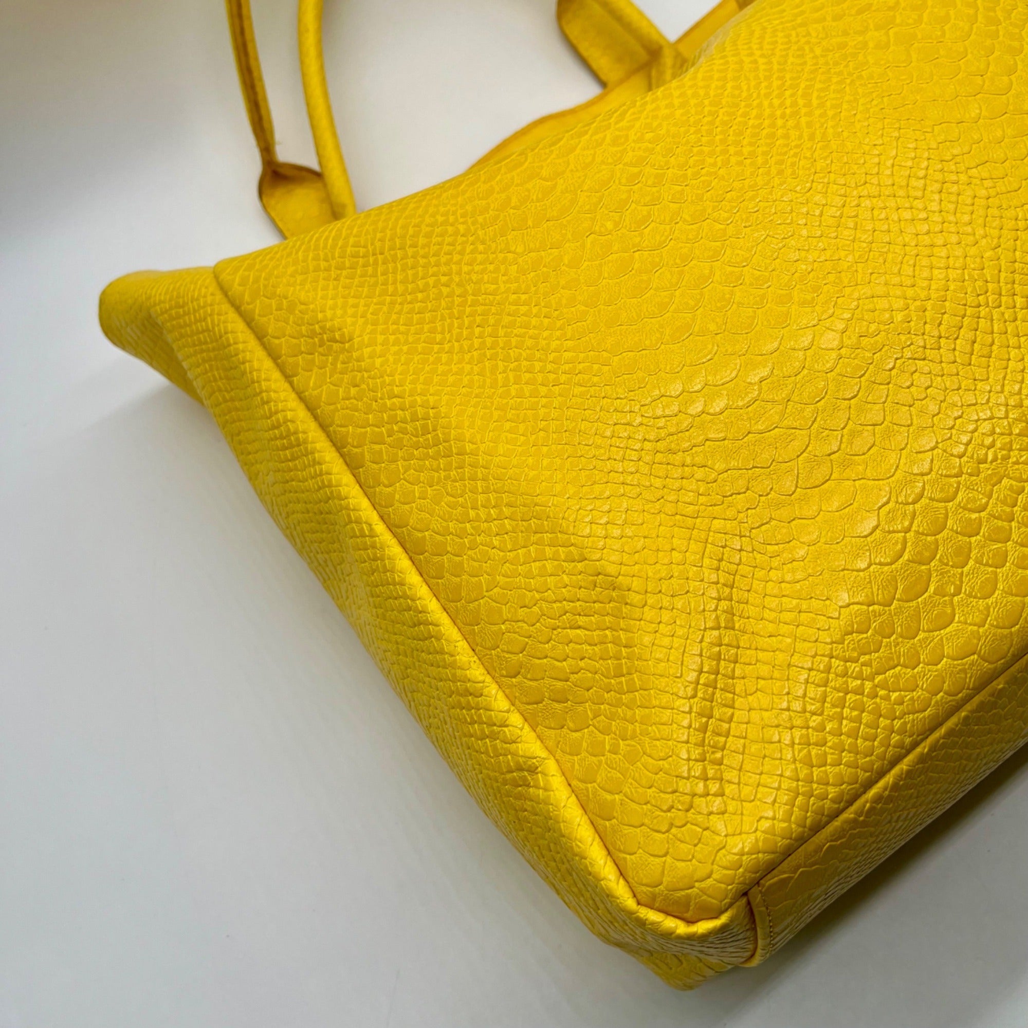 Neiman Marcus Yellow FauxSnake-Embossed Tote