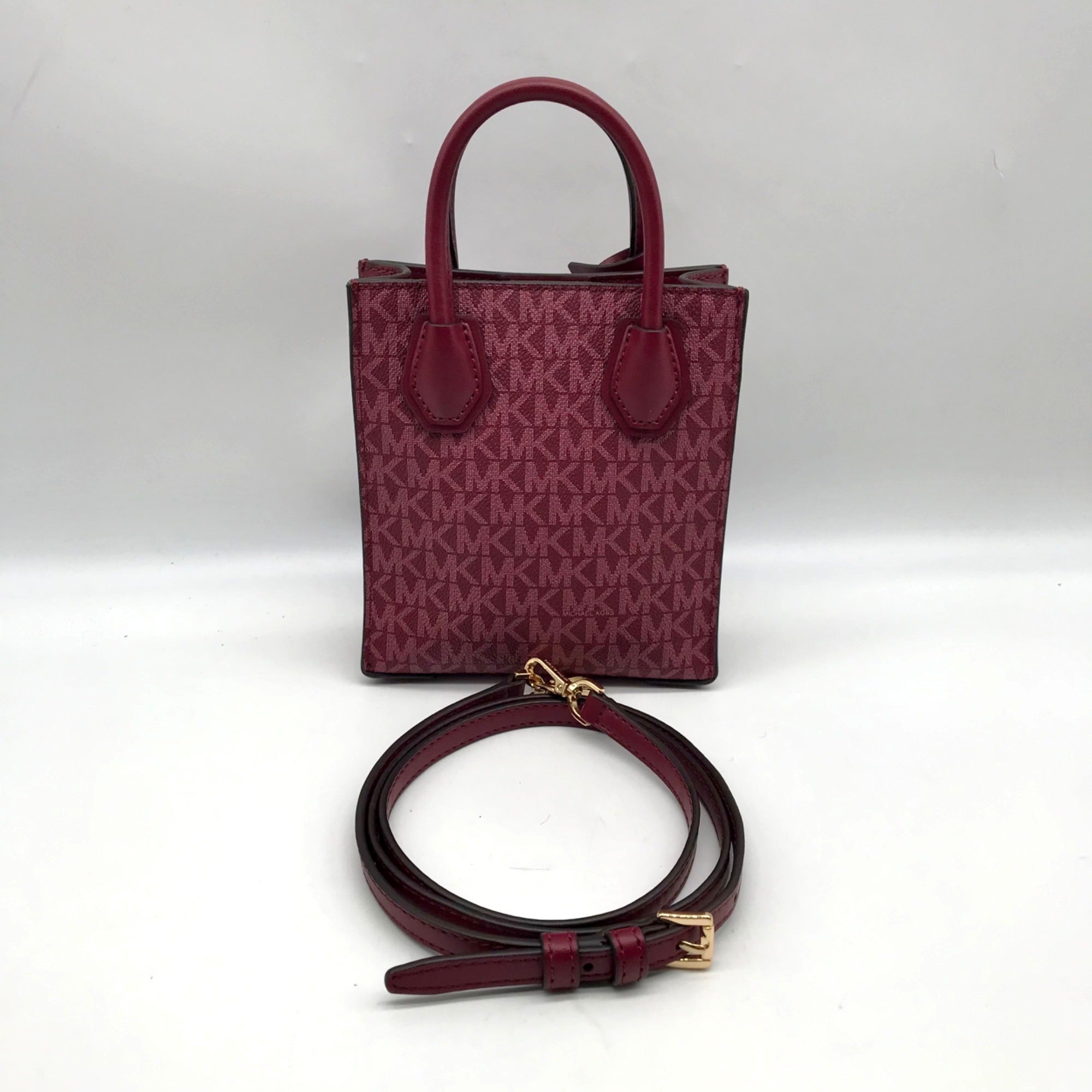 Michael Kors Dark Cherry Monogram Mini Mercer Crossbody Bag