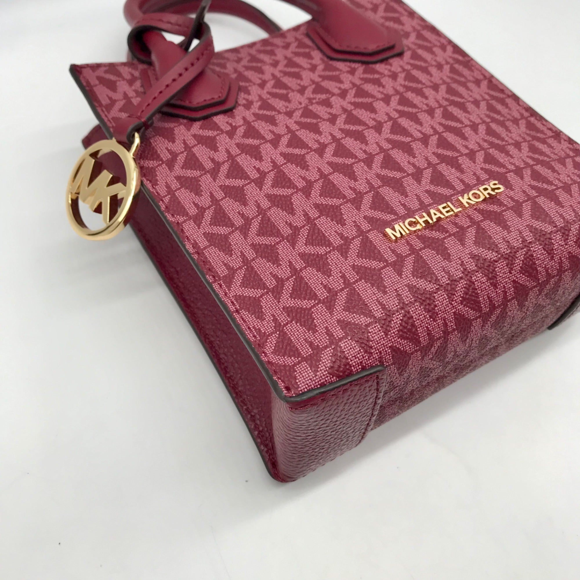 Michael Kors Dark Cherry Monogram Mini Mercer Crossbody Bag