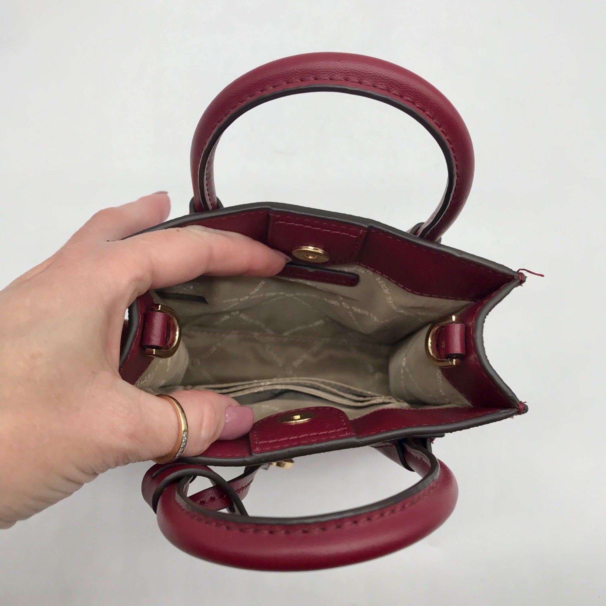 Michael Kors Dark Cherry Monogram Mini Mercer Crossbody Bag