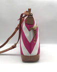 Dooney & Bourke Fuchsia Coated Canvas Chevron Crossbody Bag