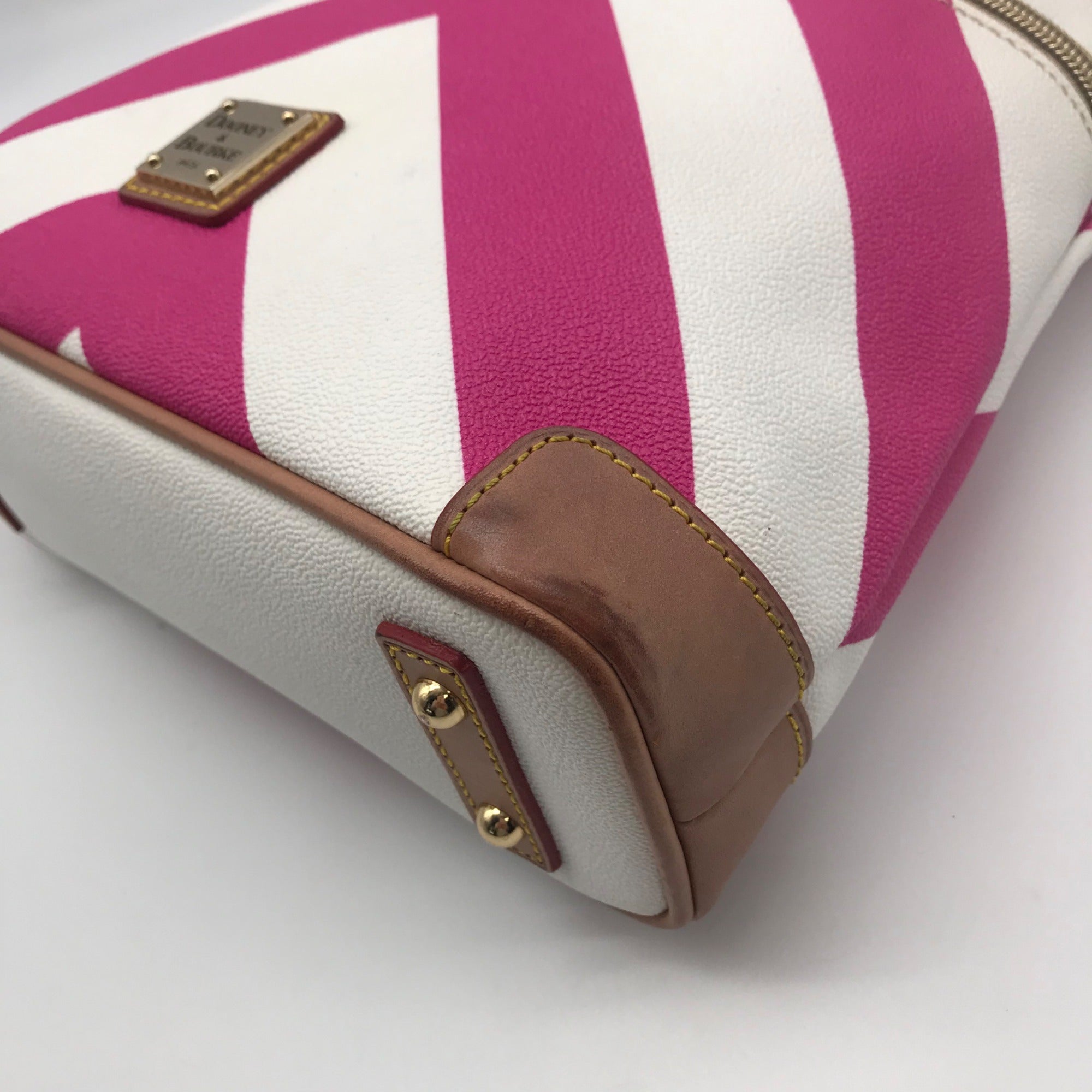 Dooney &amp; Bourke Fuchsia Coated Canvas Chevron Crossbody Bag