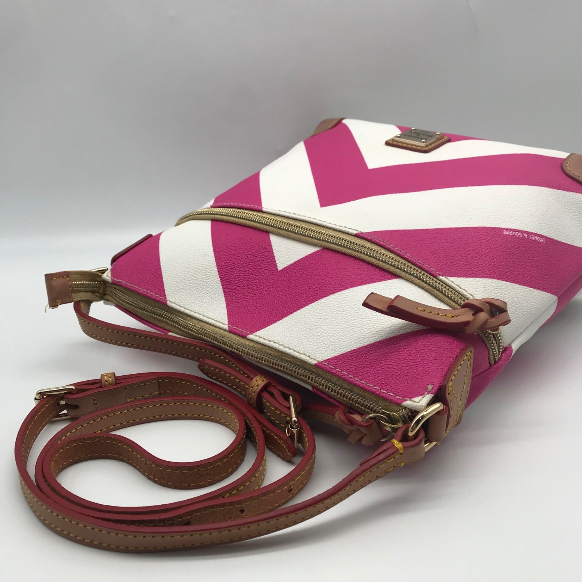 Dooney &amp; Bourke Fuchsia Coated Canvas Chevron Crossbody Bag