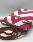 Dooney & Bourke Fuchsia Coated Canvas Chevron Crossbody Bag