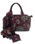 Patricia Nash Burgundy Leather Angelin Embrodered Satchel Bag