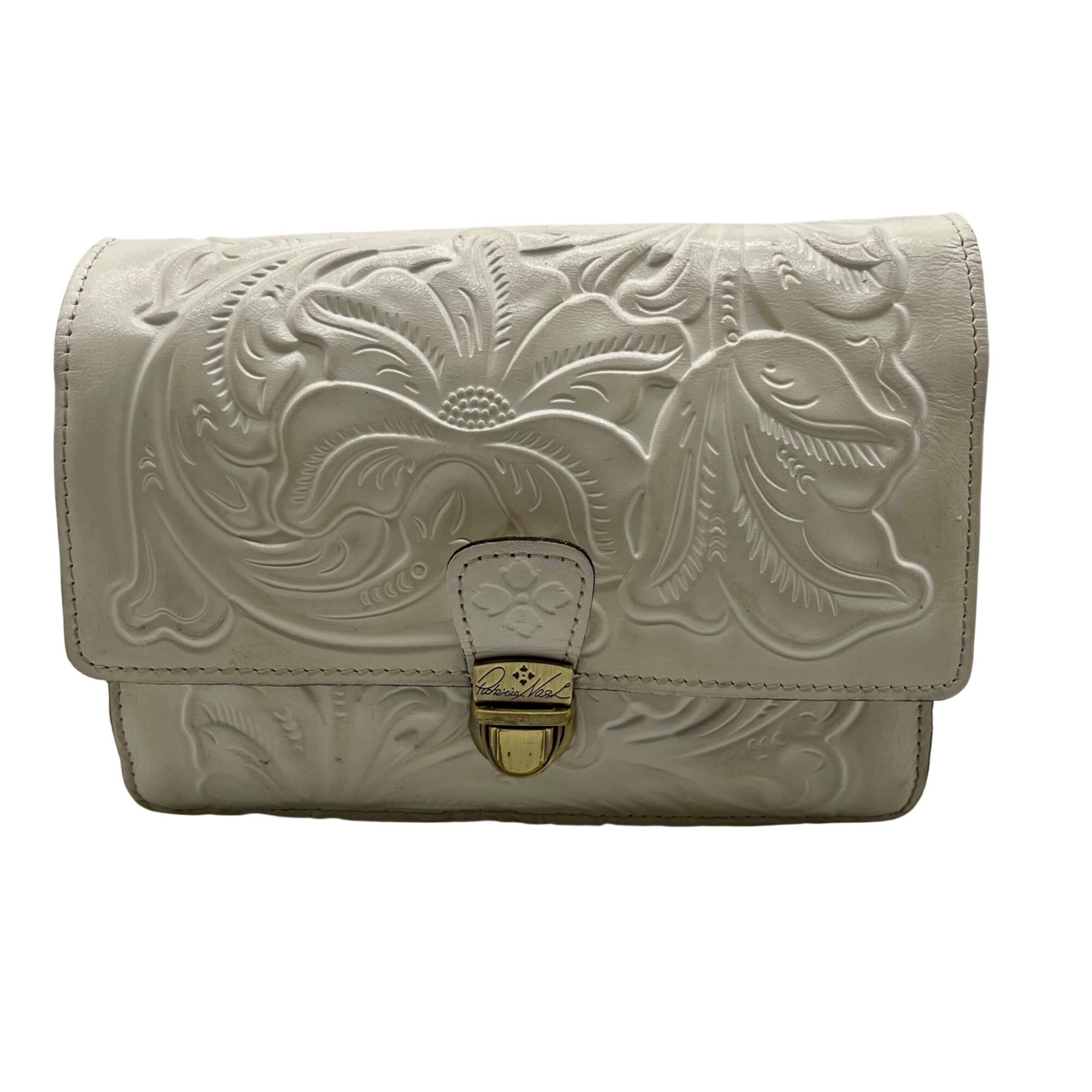 Patricia Nash White Leather Lanza Crossbody Bag