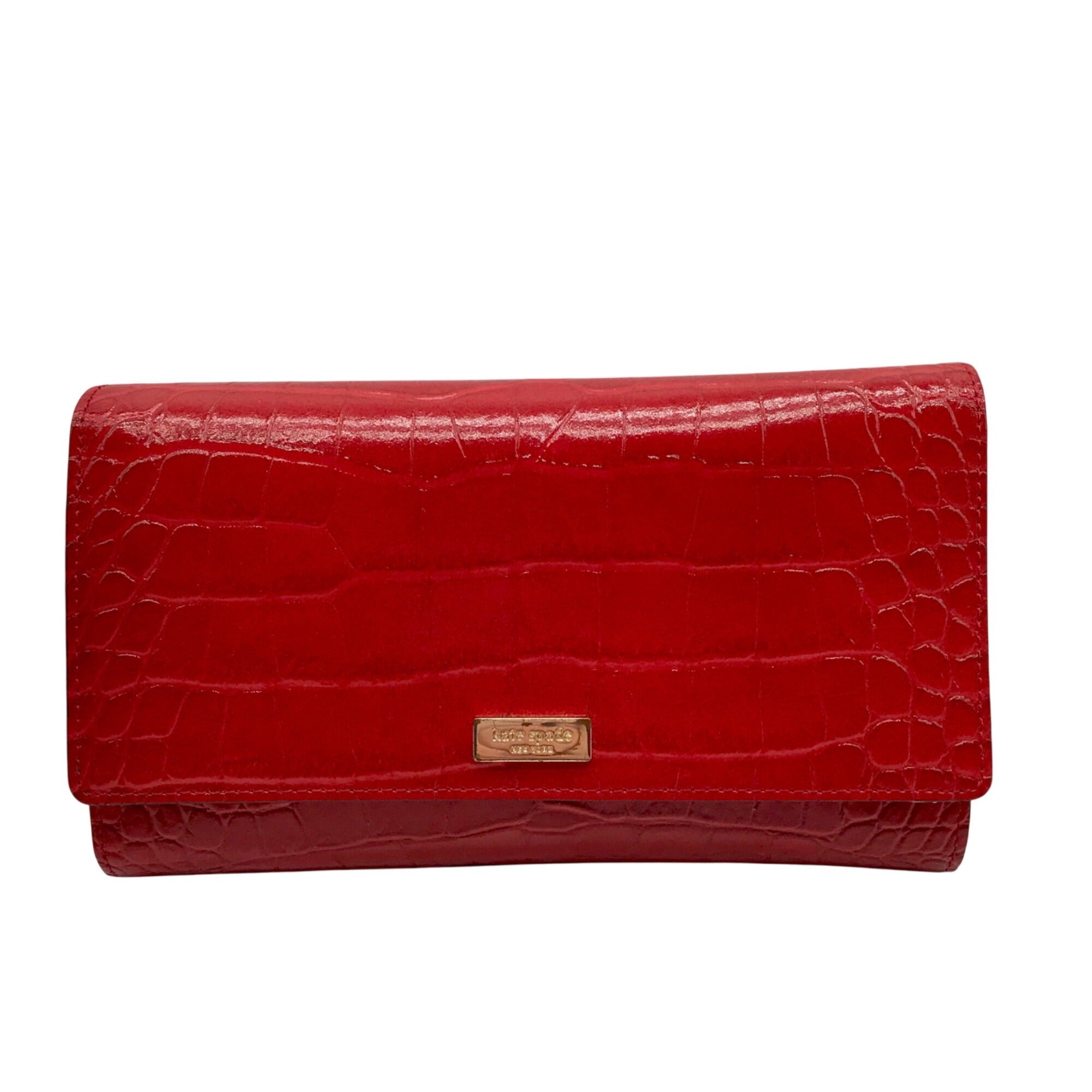 Kate Spade Red Croc Embossed Leather Bristol Drive Phoenix Wallet