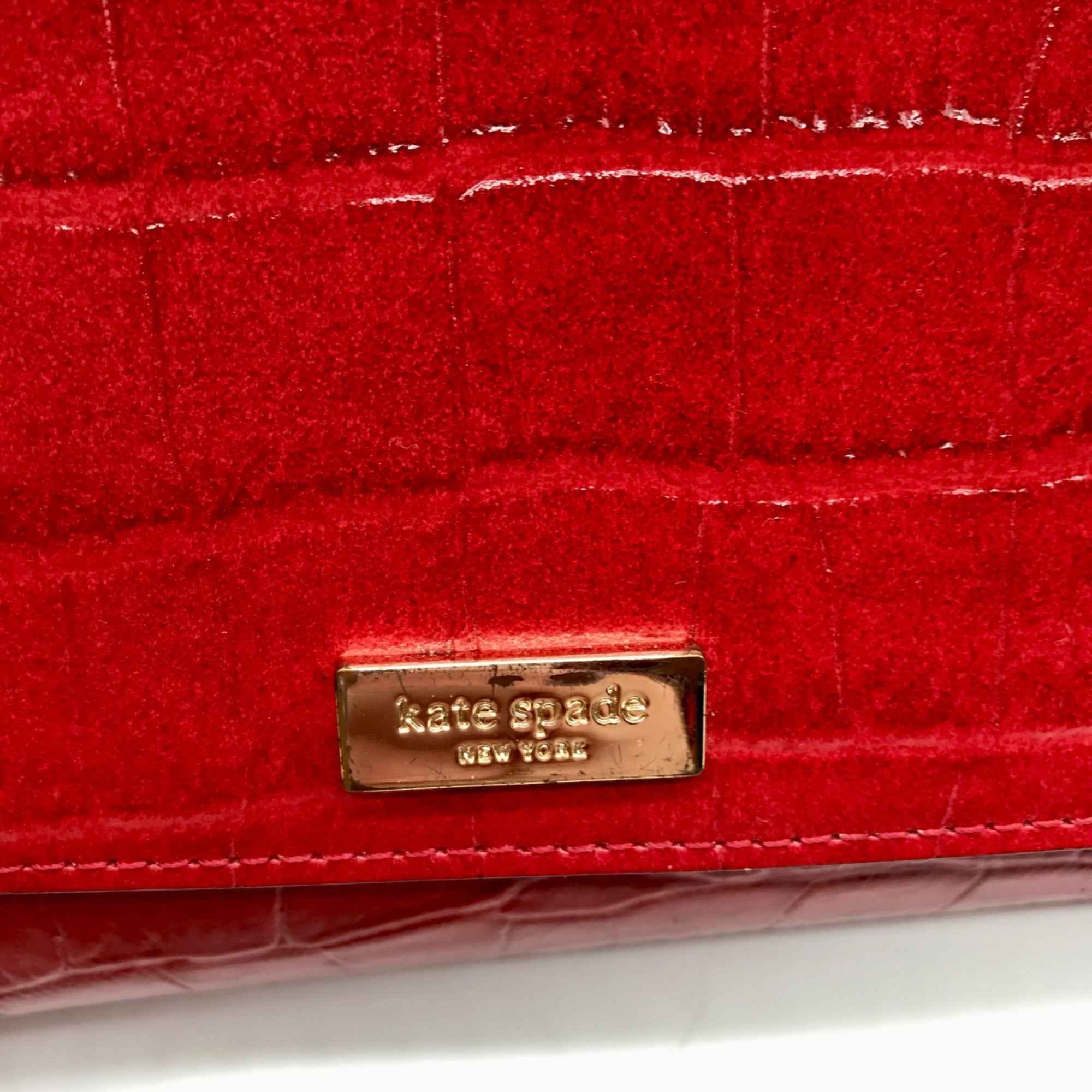 Kate Spade Red Croc Embossed Leather Bristol Drive Phoenix Wallet