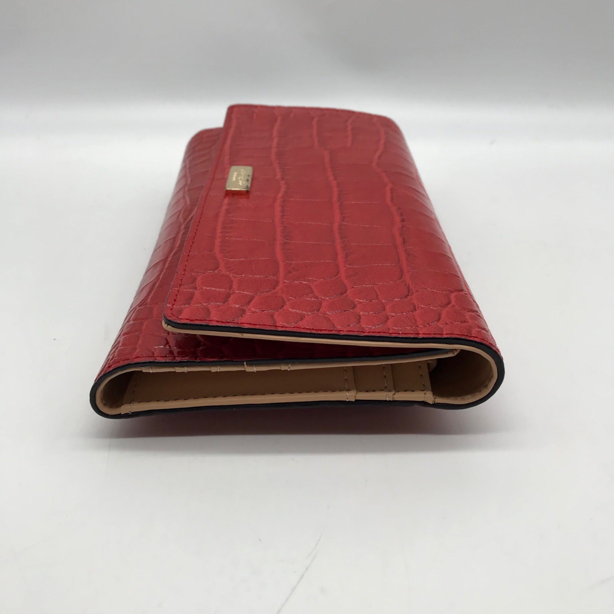 Kate Spade Red Croc Embossed Leather Bristol Drive Phoenix Wallet