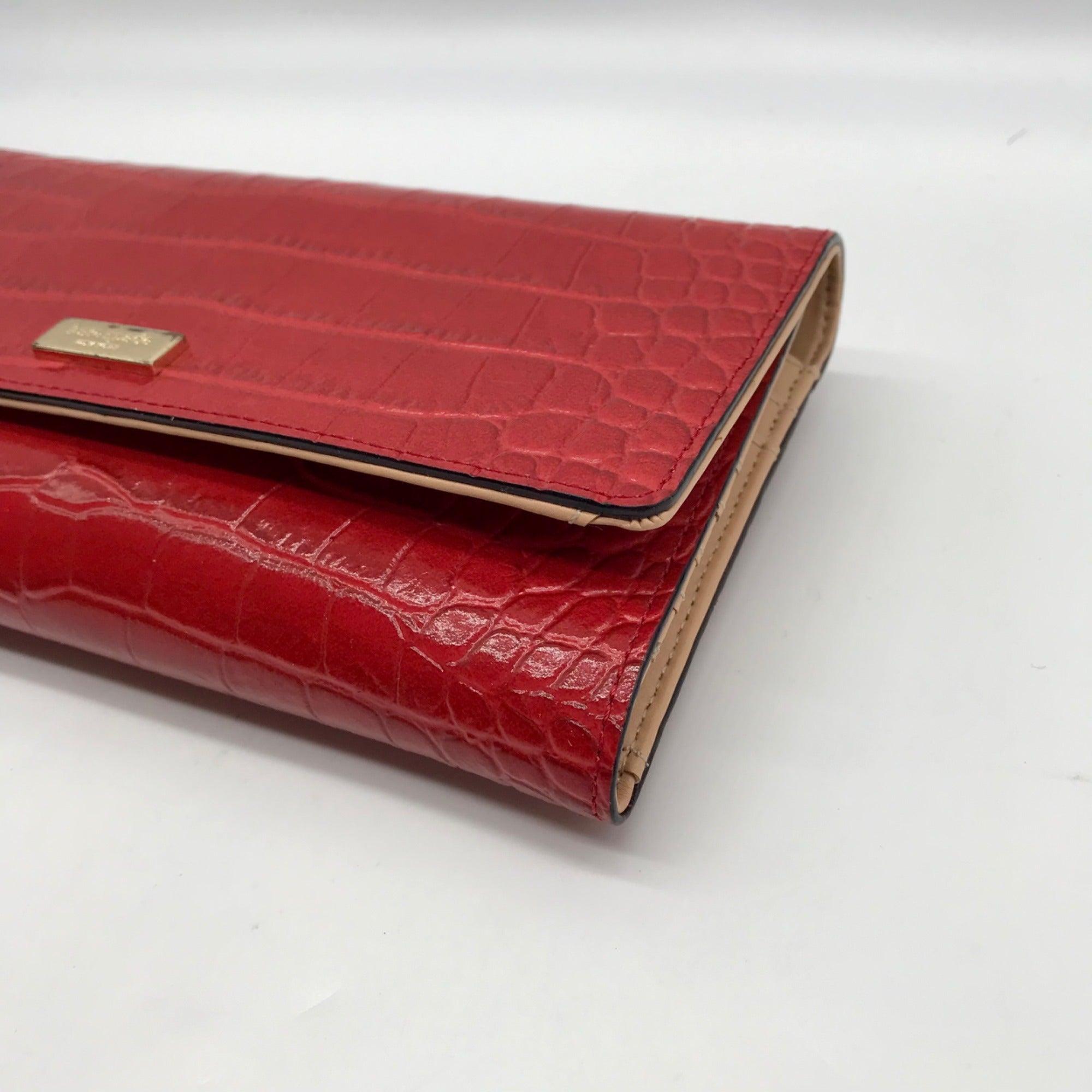 Kate Spade Red Croc Embossed Leather Bristol Drive Phoenix Wallet