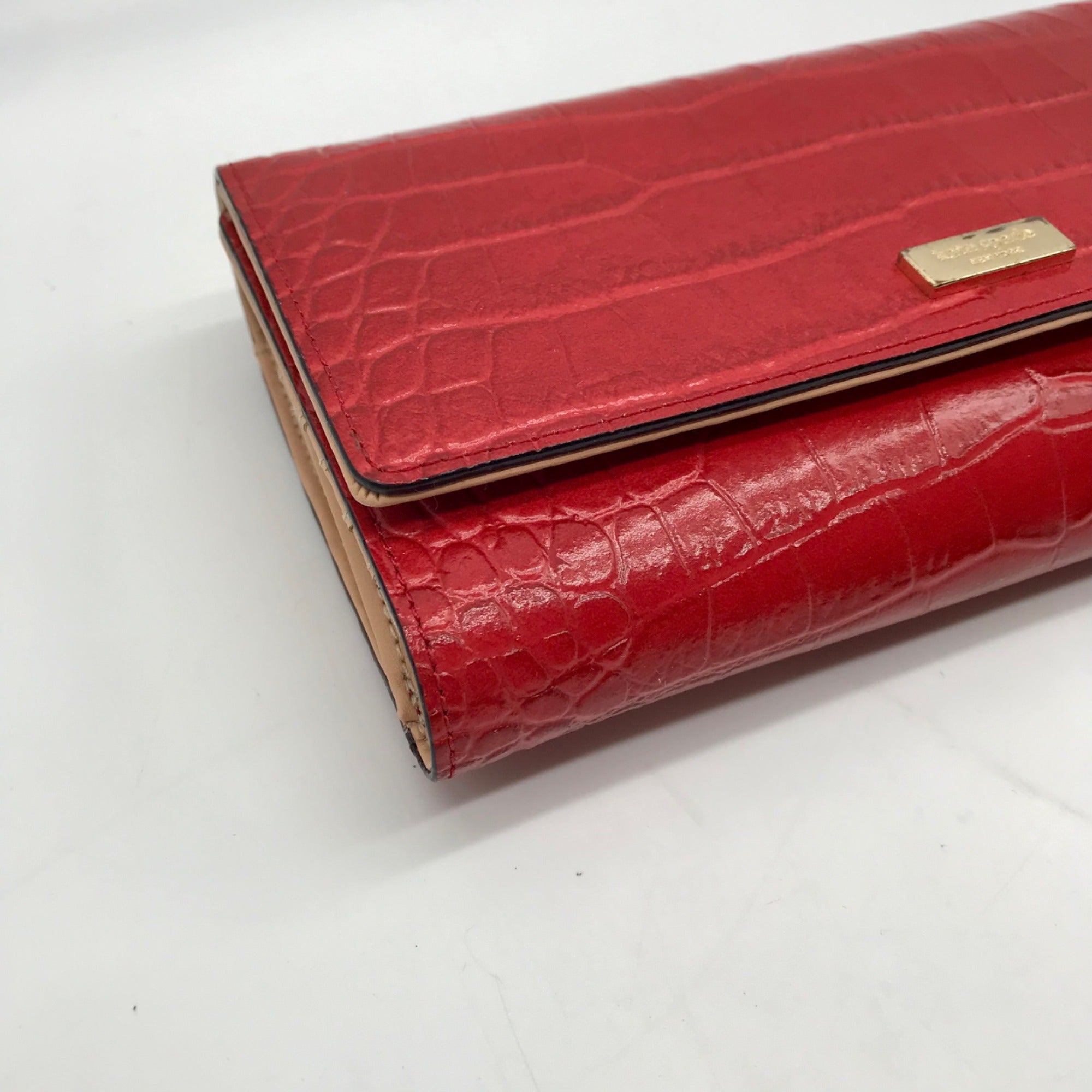 Kate Spade Red Croc Embossed Leather Bristol Drive Phoenix Wallet