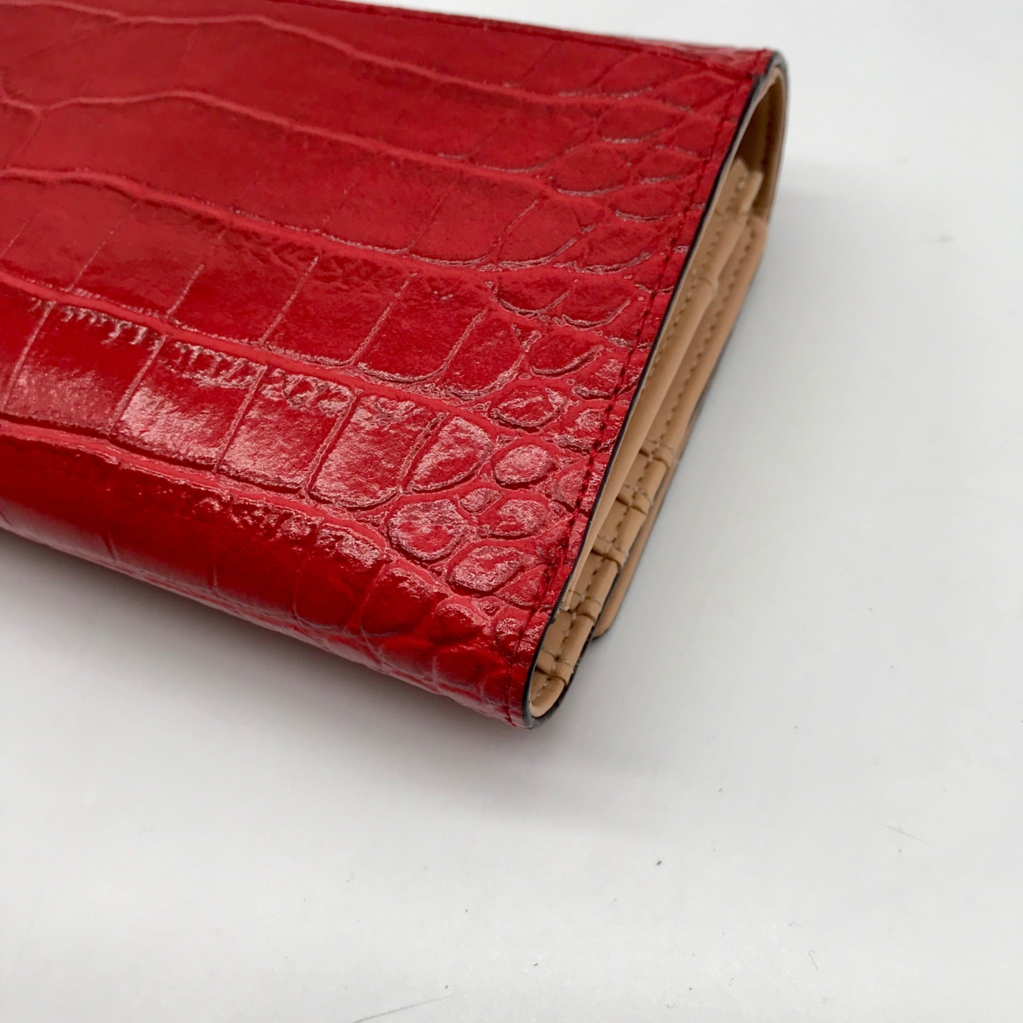 Kate Spade Red Croc Embossed Leather Bristol Drive Phoenix Wallet