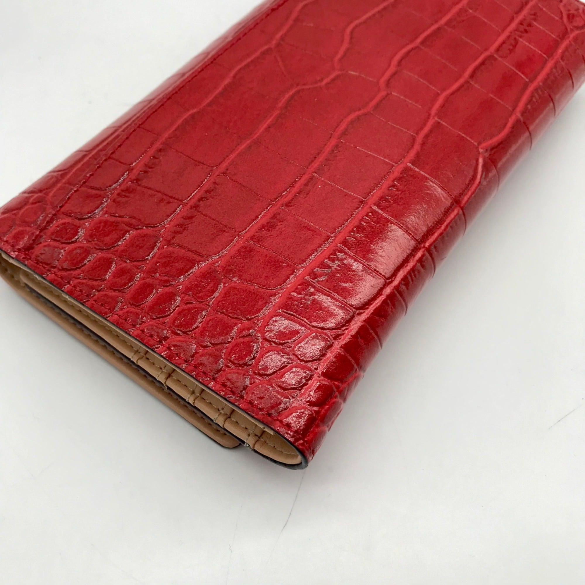 Kate Spade Red Croc Embossed Leather Bristol Drive Phoenix Wallet