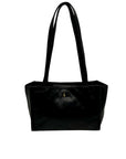 Perlina Black Leather Shoulder Bag