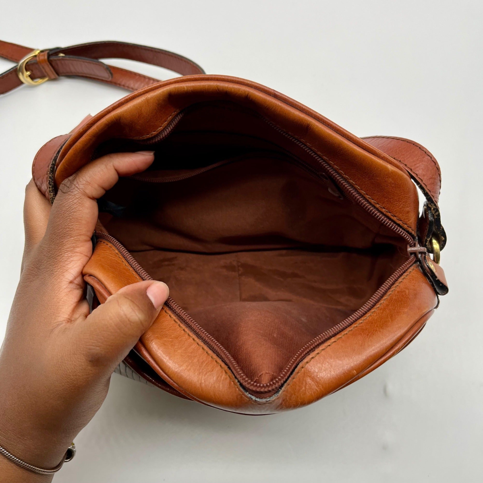 Etienne Aigner Brown Leather Crossbody Bag