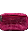 Pink Rhinestone-Embellished Waist Bag