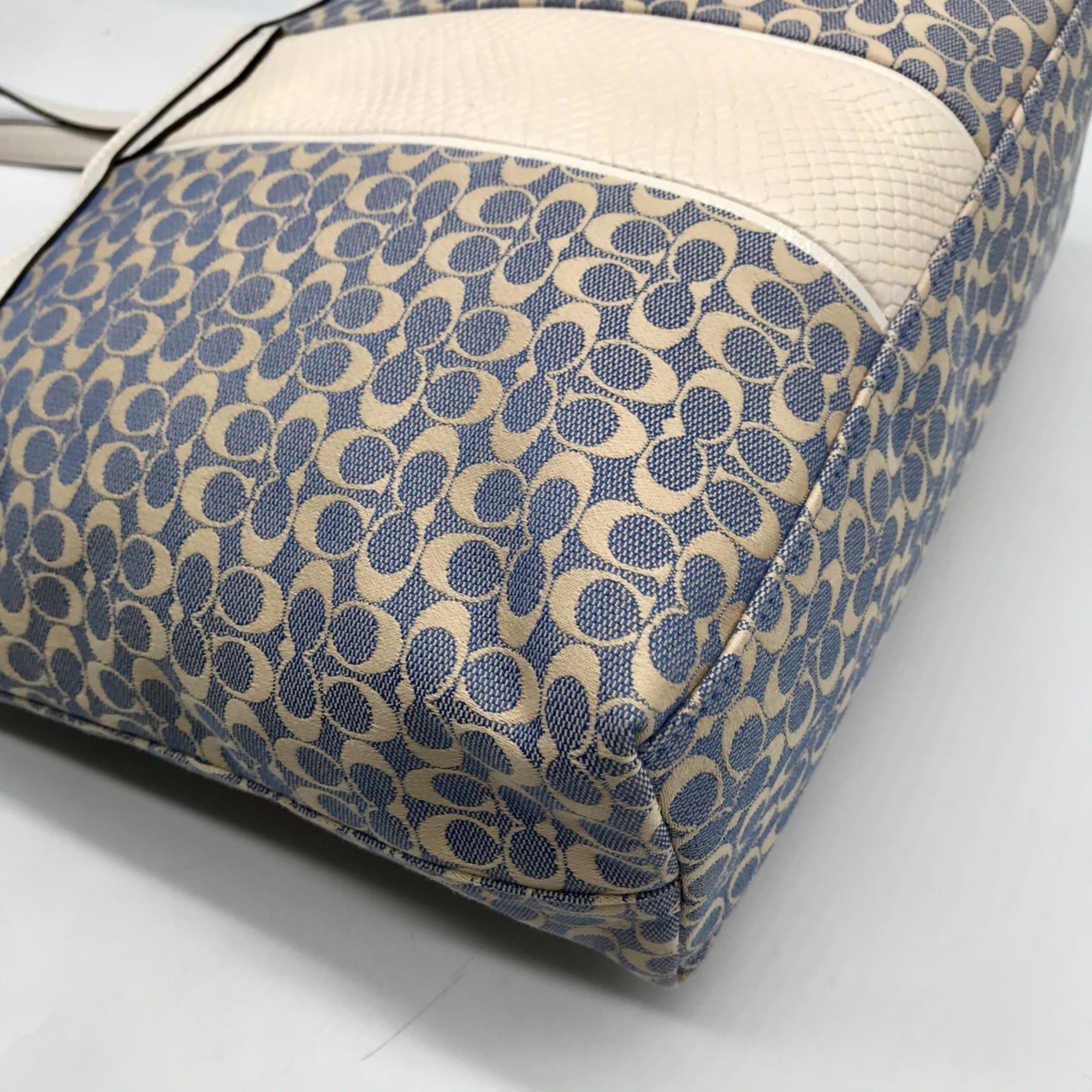 Coach Blue Signature C Monogram Canvas Stripe Tote Bag F28927