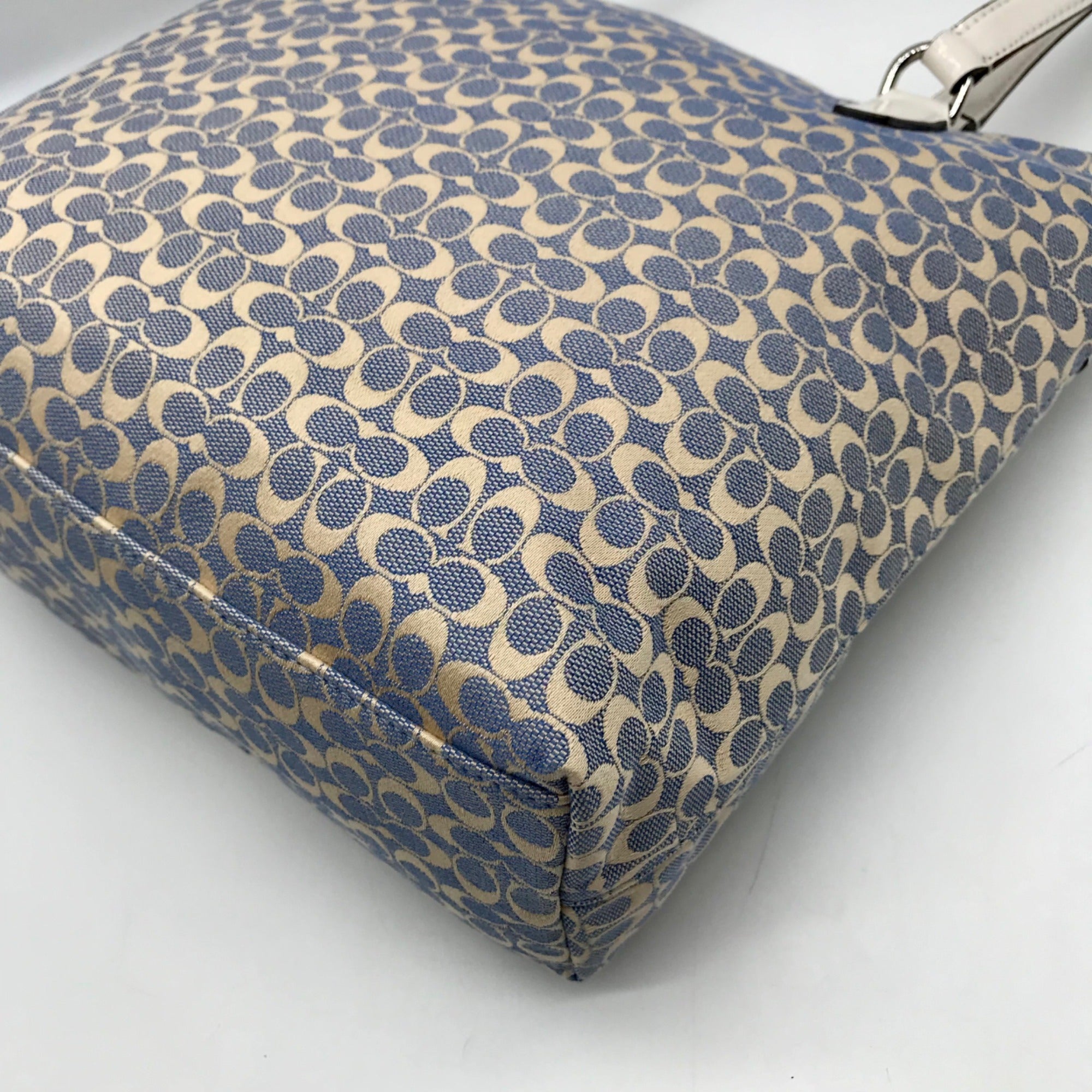 Coach Blue Signature C Monogram Canvas Stripe Tote Bag F28927