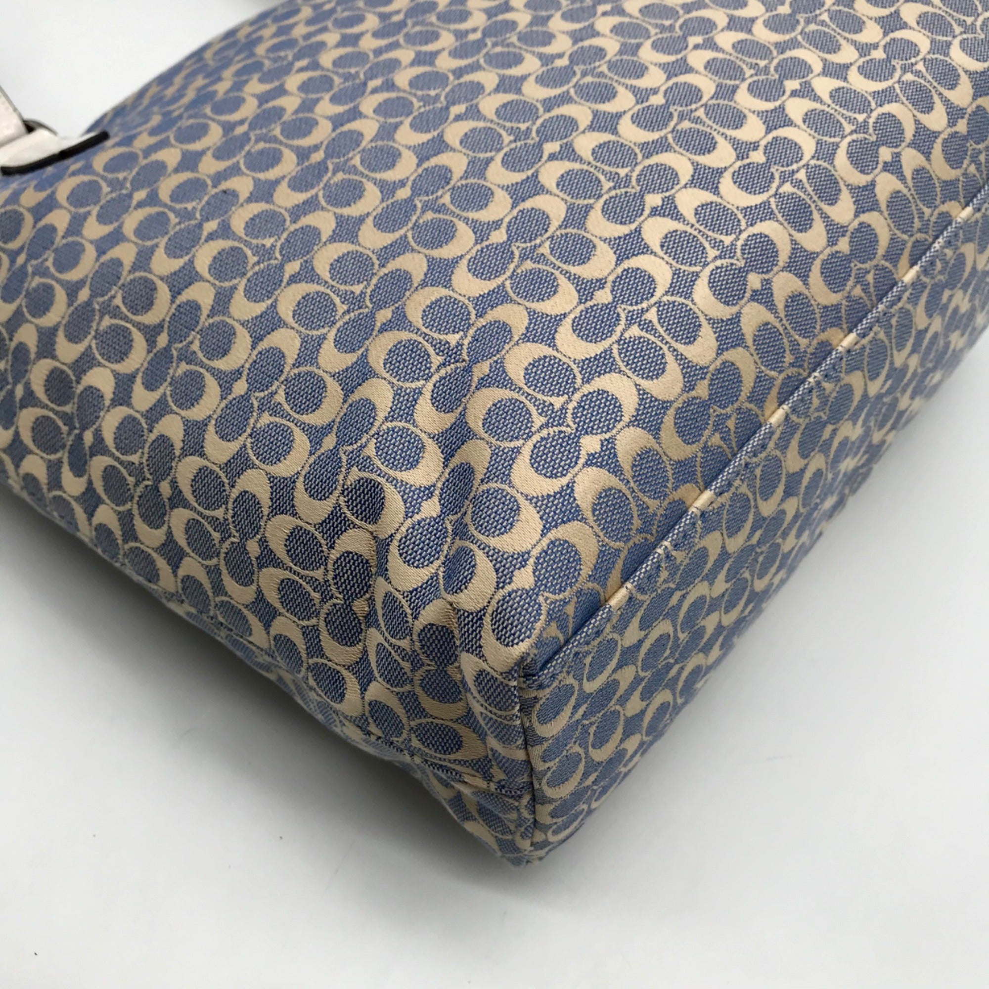 Coach Blue Signature C Monogram Canvas Stripe Tote Bag F28927