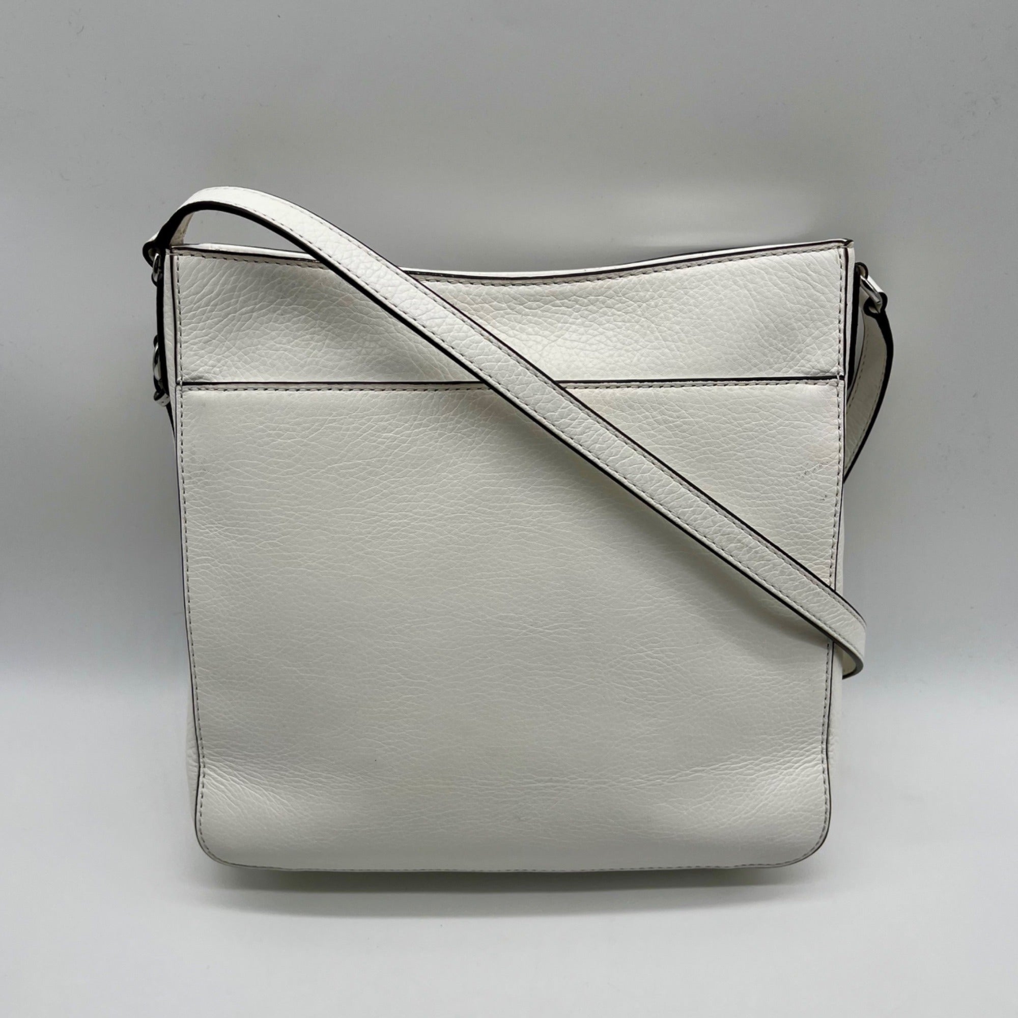 Micheal Kors Bedford White Pebbled Leather Crossbody