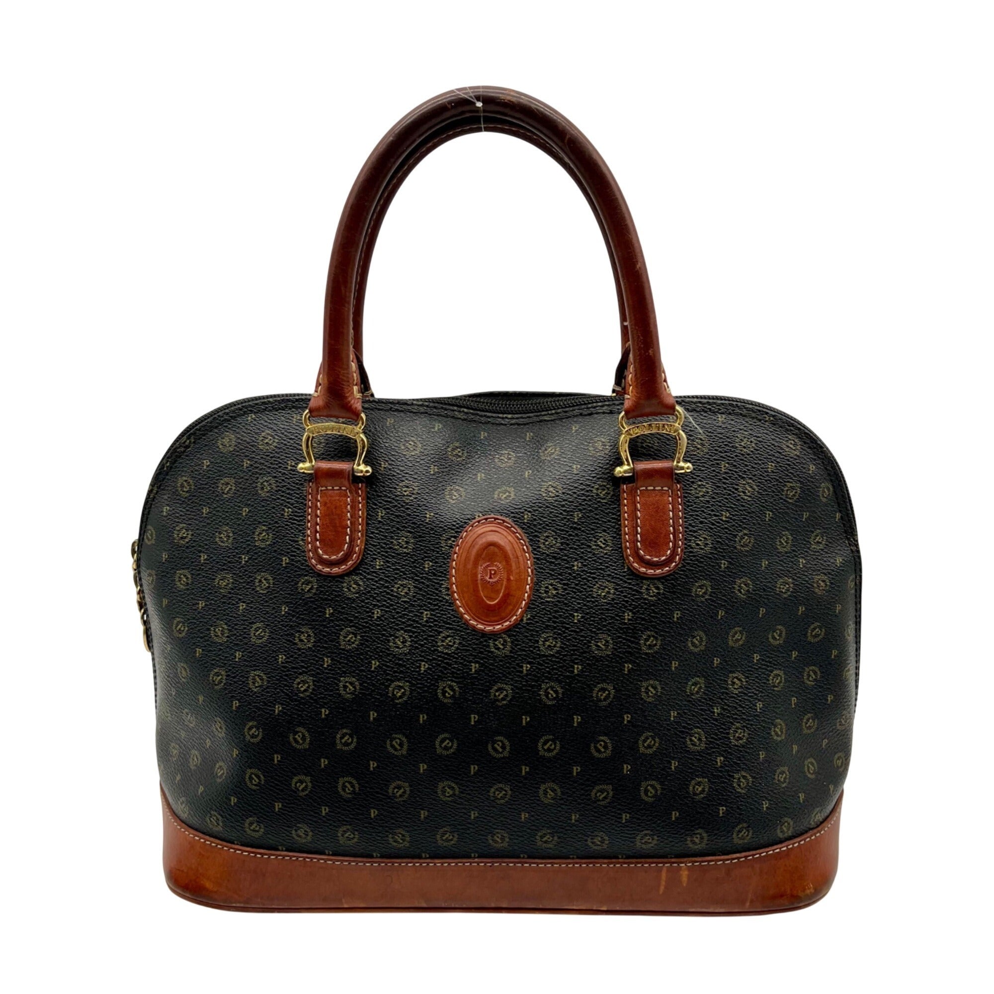 Pollini Monogram Print Pebbled Leather Wallet And Reversible Handbag