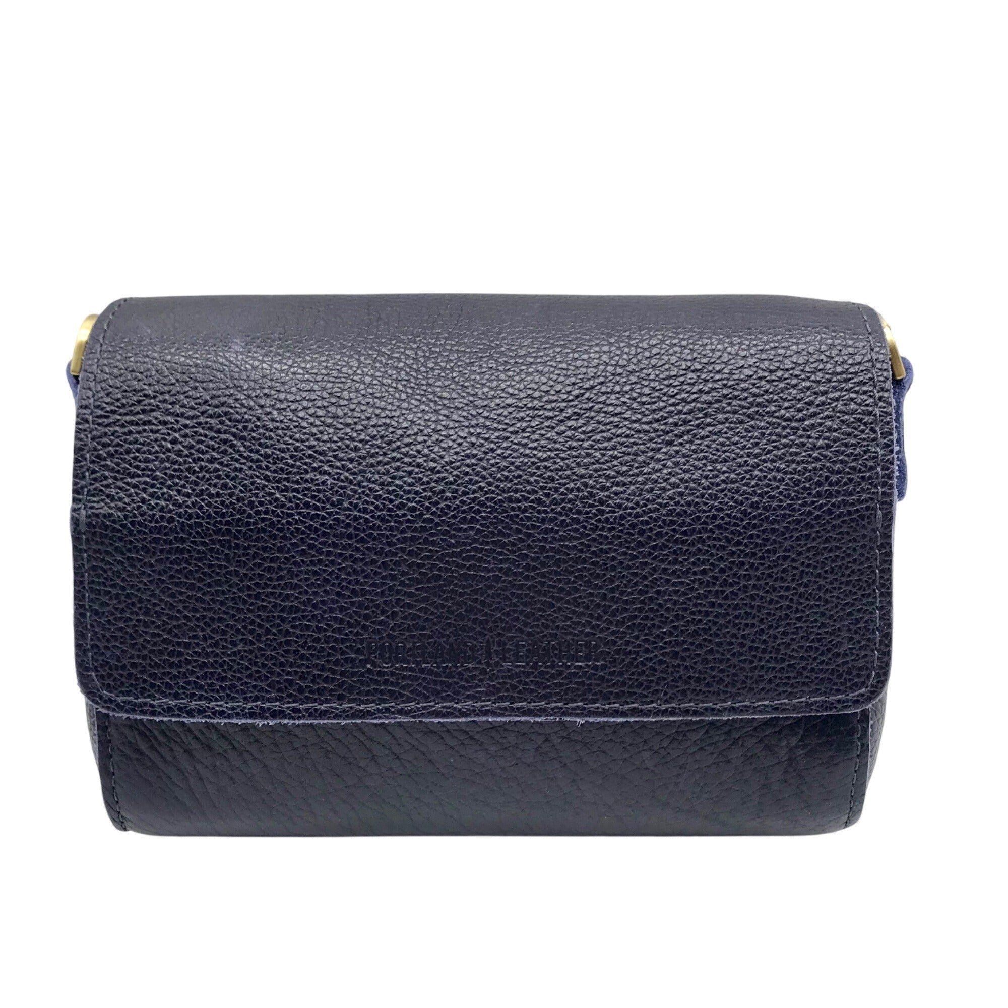 Portland Leather Goods Dark Blue Leather Crossbody Bag 