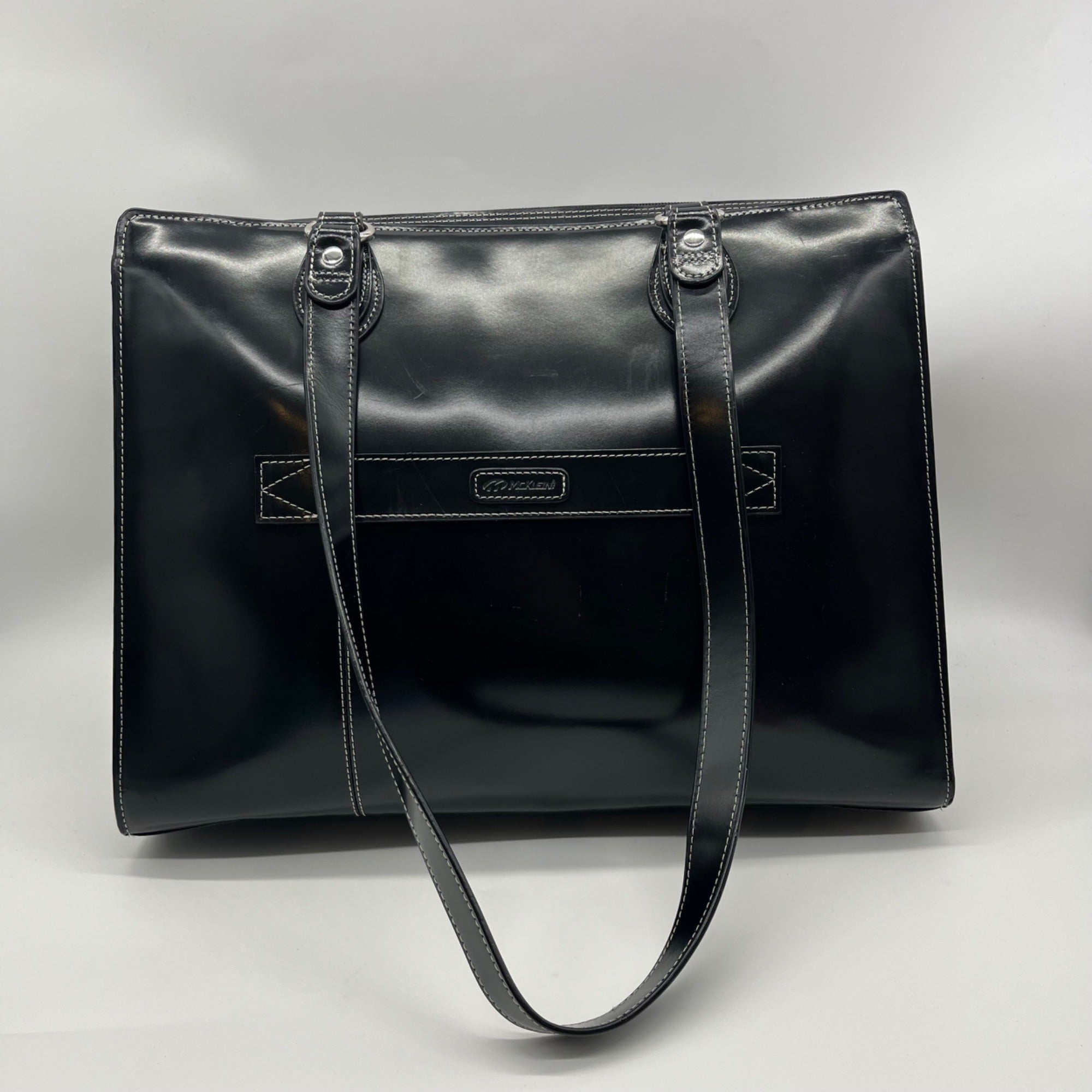 McKlein Joilet Black Leather Laptop Tote
