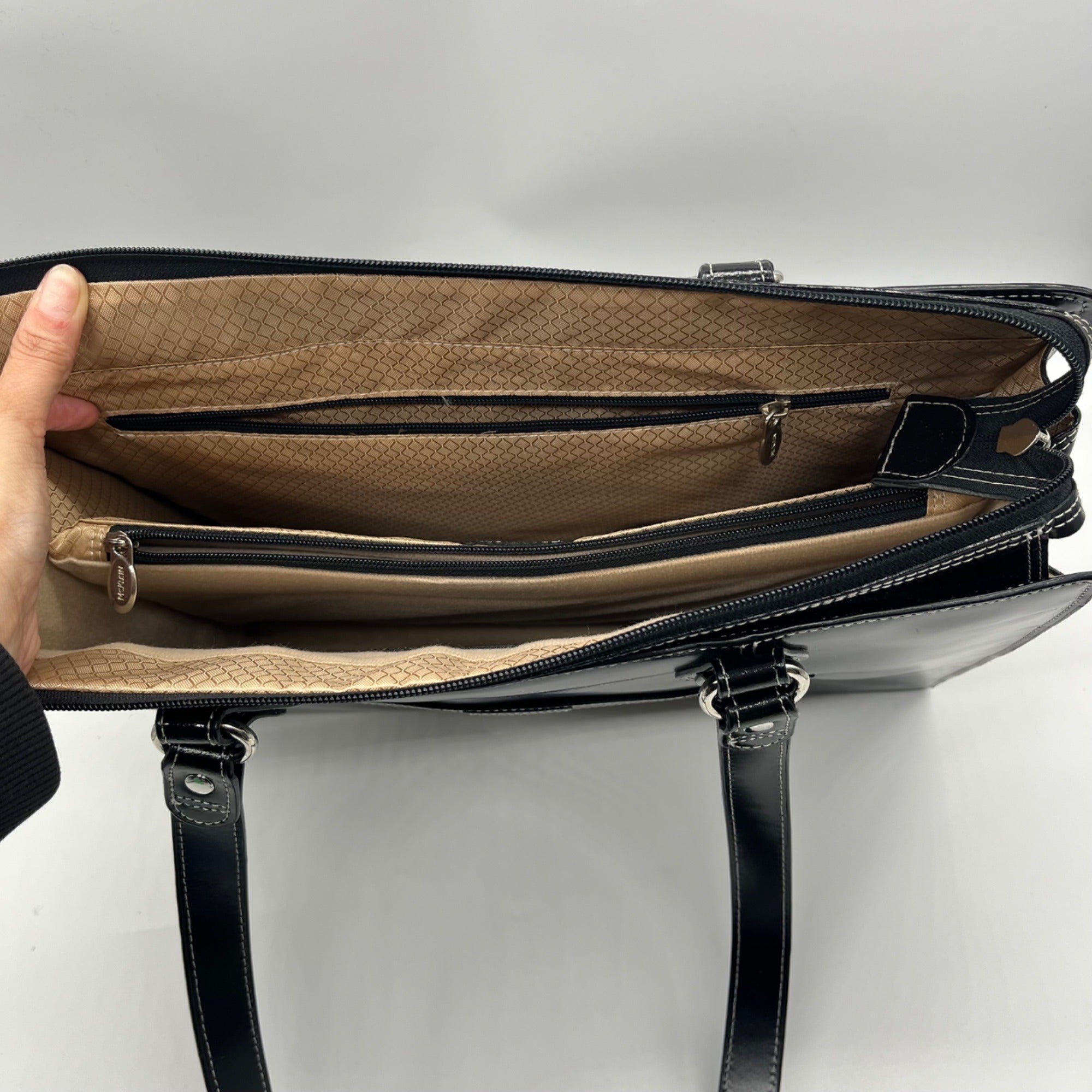 McKlein Joilet Black Leather Laptop Tote