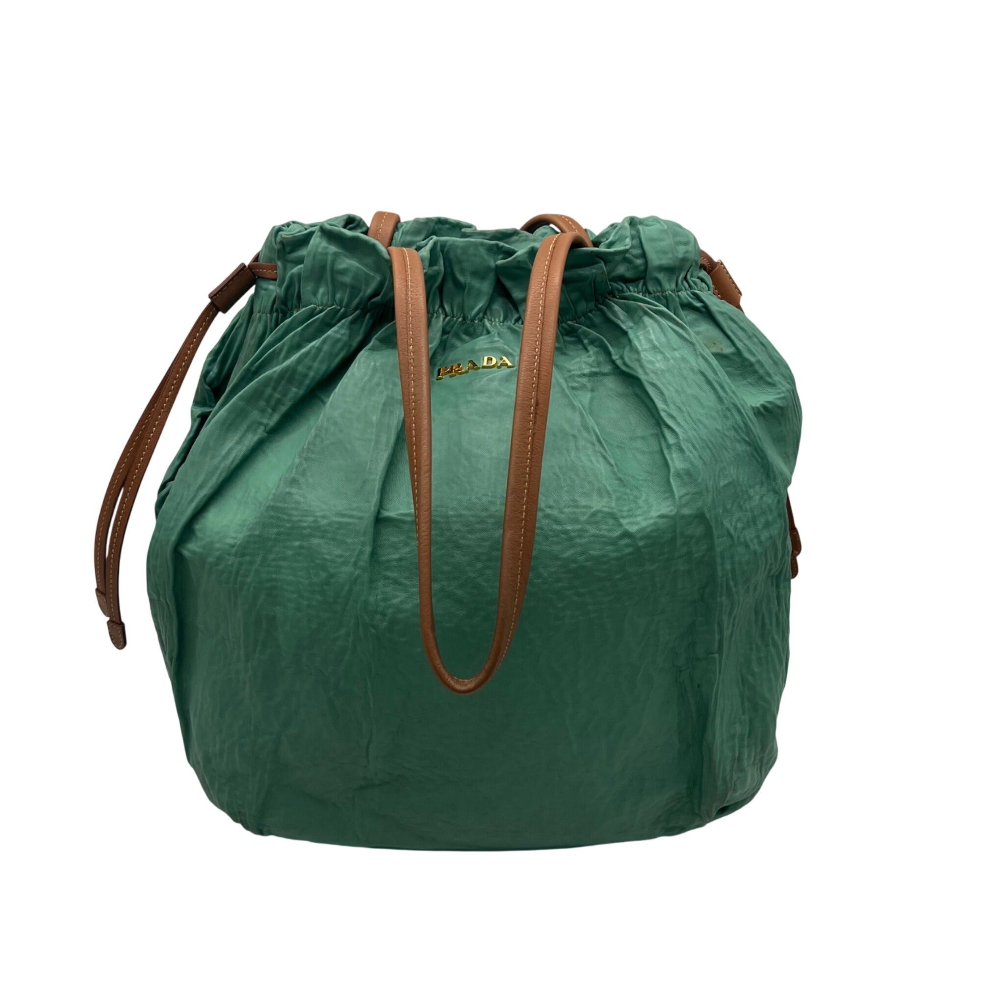 Prada Green Leather Shoulder Bag