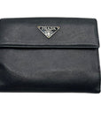Prada Saffiano Black Leather Flap Wallet