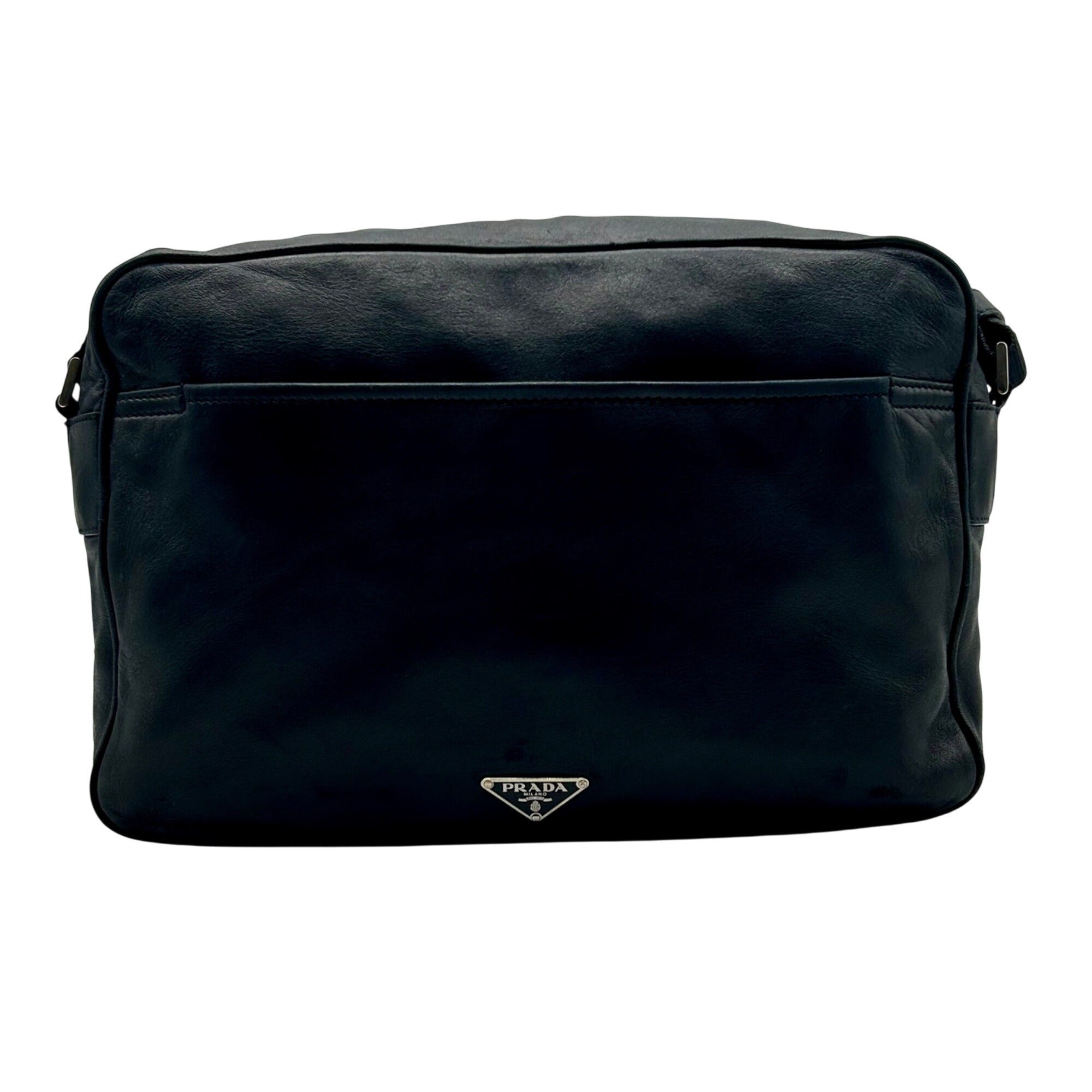 Prada Vintage Black Soft-Leather Multi-Pocket Shoulder Bag