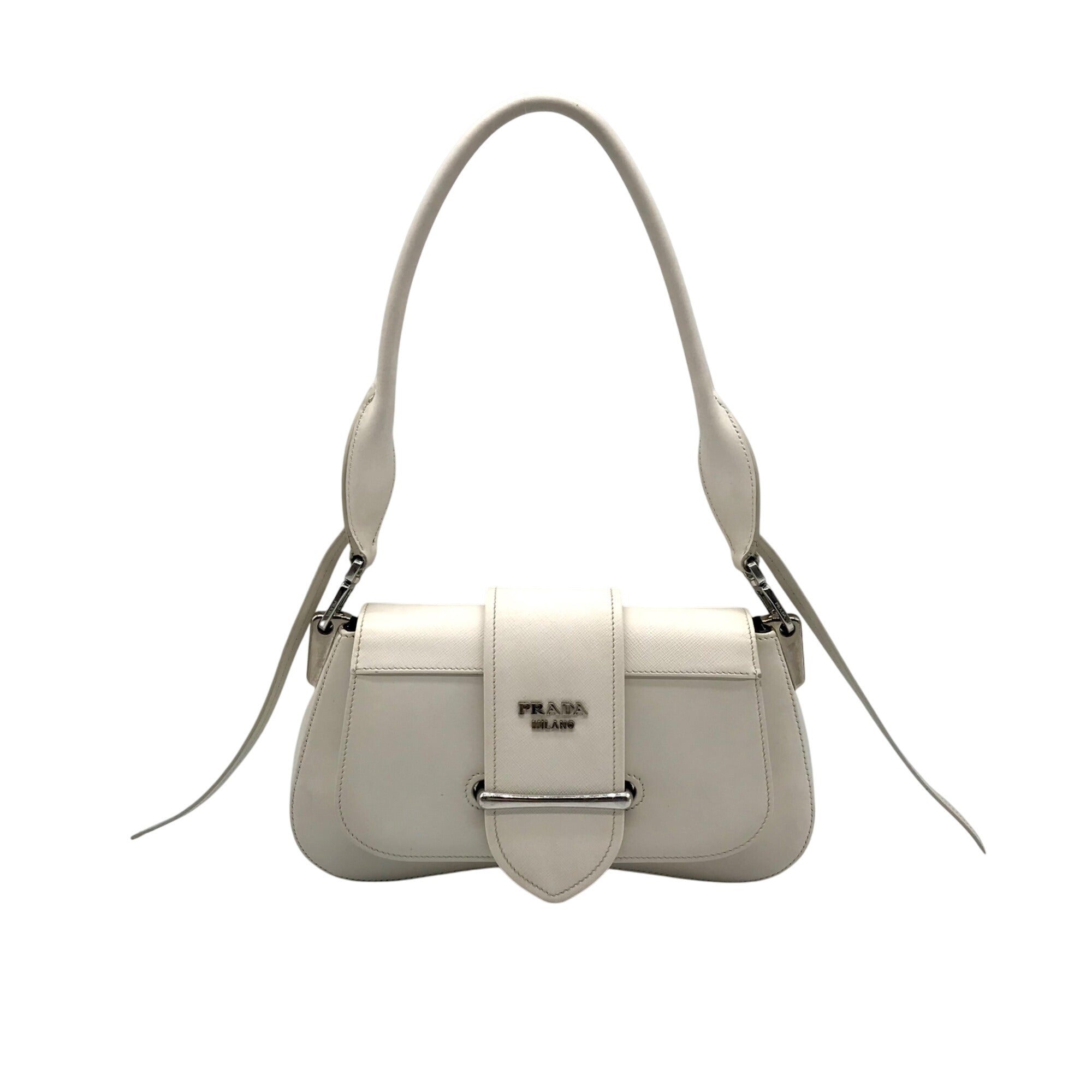 Prada White Leather Sidonie Shoulder Bag