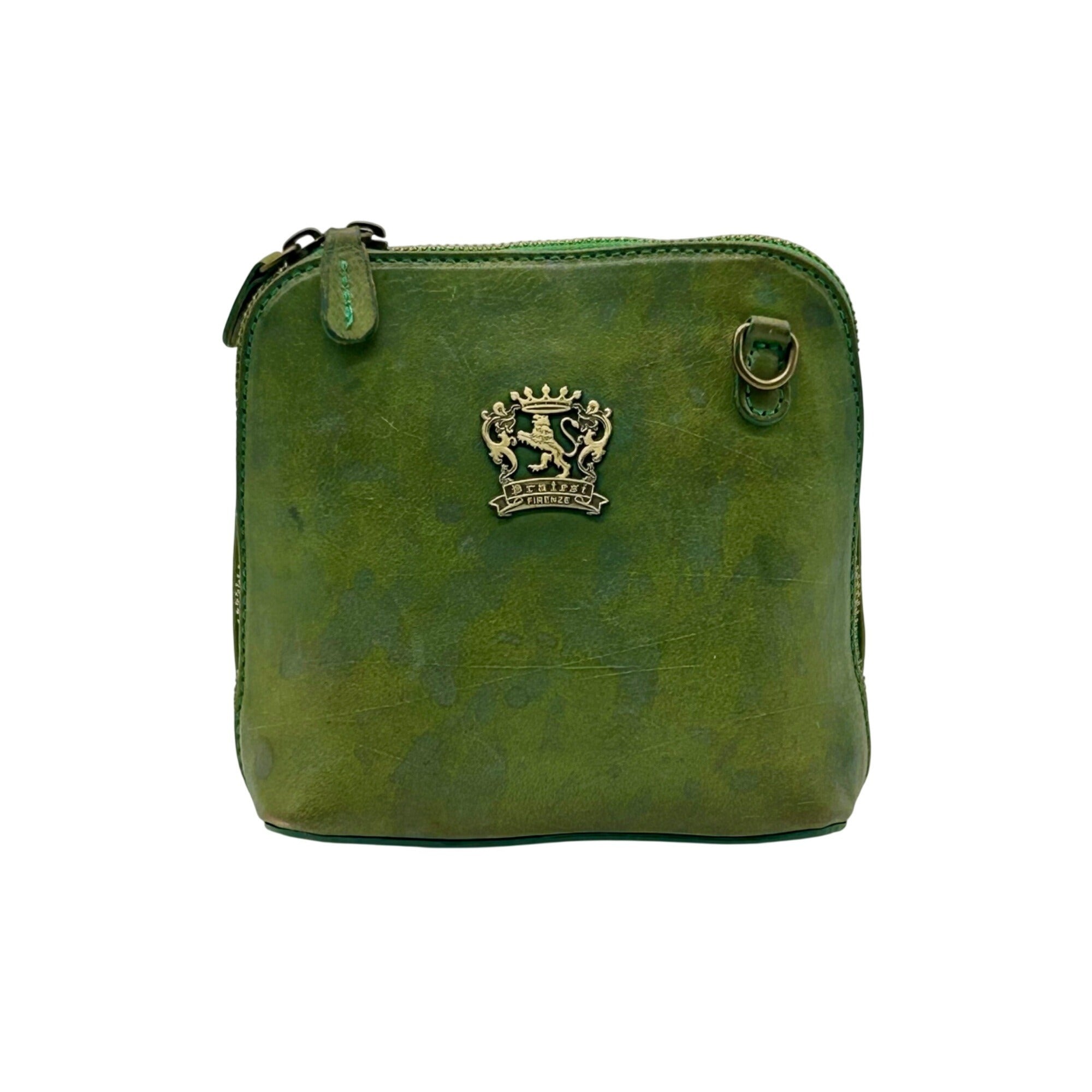 Pratesi Green Italian Leather Crossbody Bag