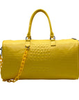 Privata Yellow Croc-EmbossedTravel Duffel Bag