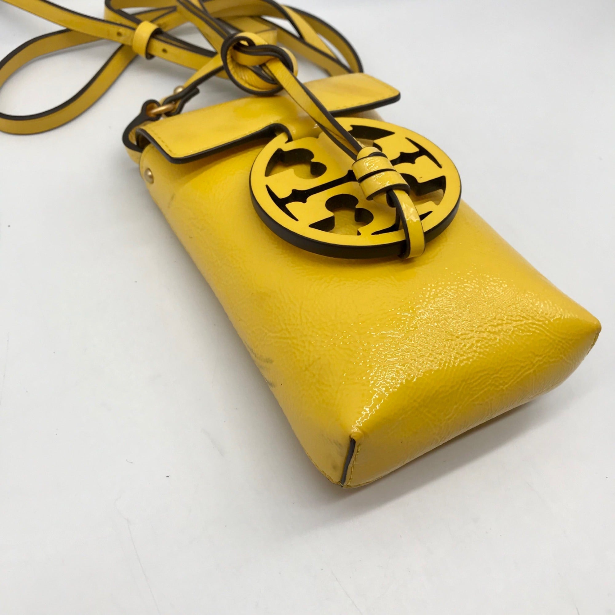 Tory Burch Yellow Leather Miller Nano Crossbody Bag