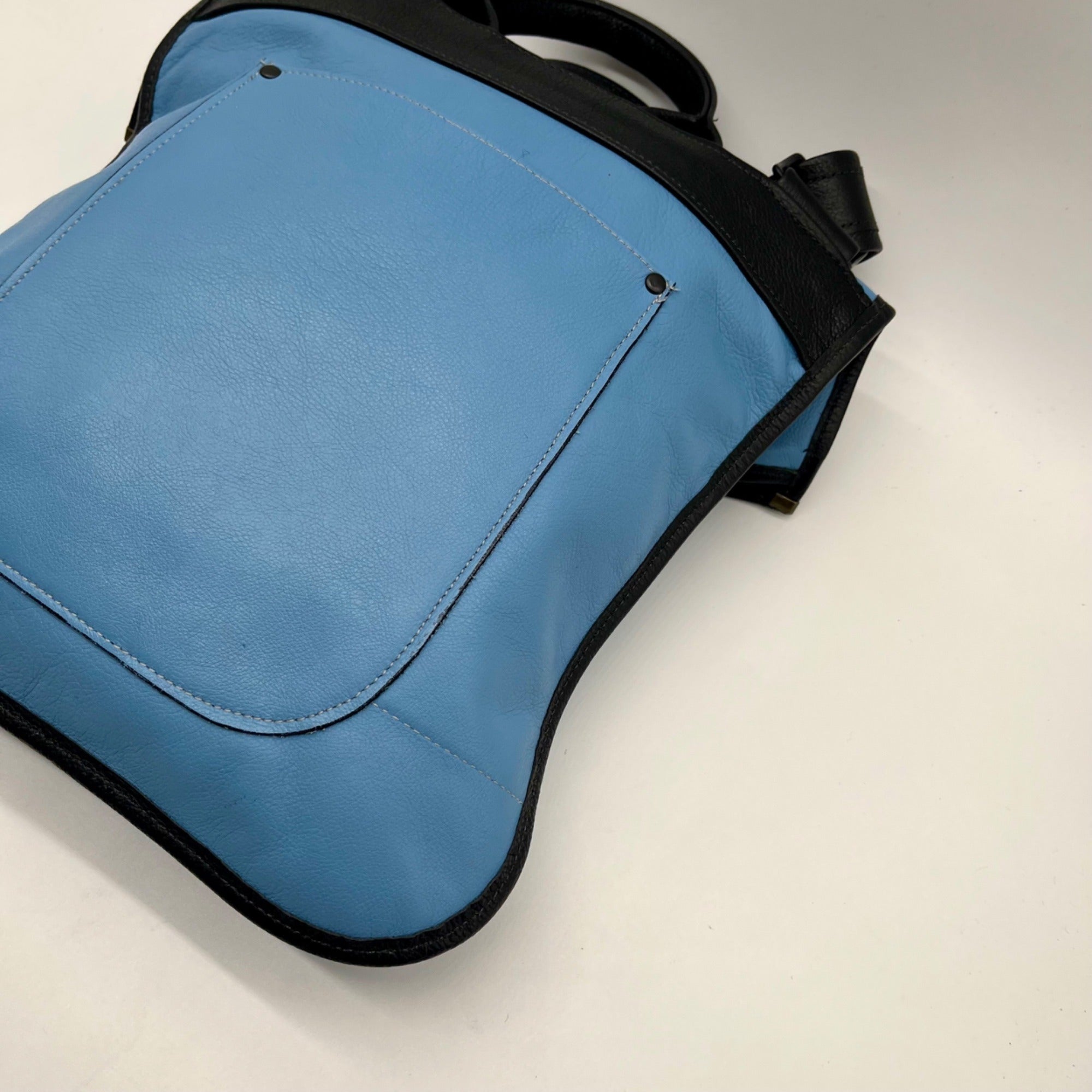 Turtle Ridge Blue Leather Crossbody Bag