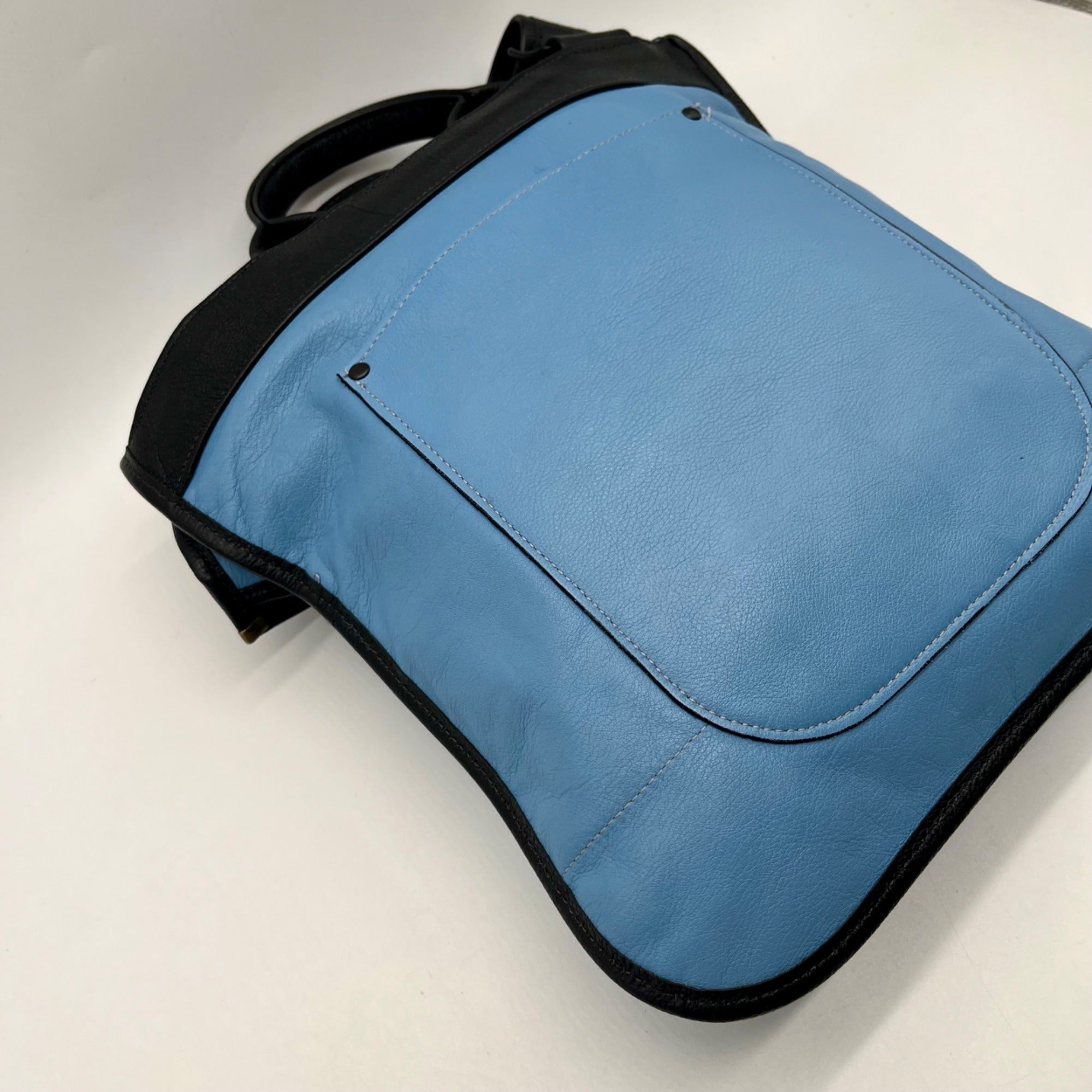 Turtle Ridge Blue Leather Crossbody Bag
