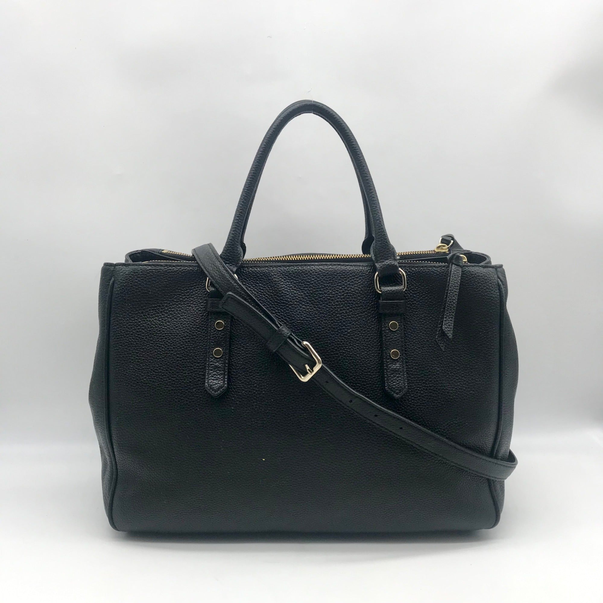 Kate Spade Black Pebbled Leather Leighann Mulberry Street Convertible Satchel