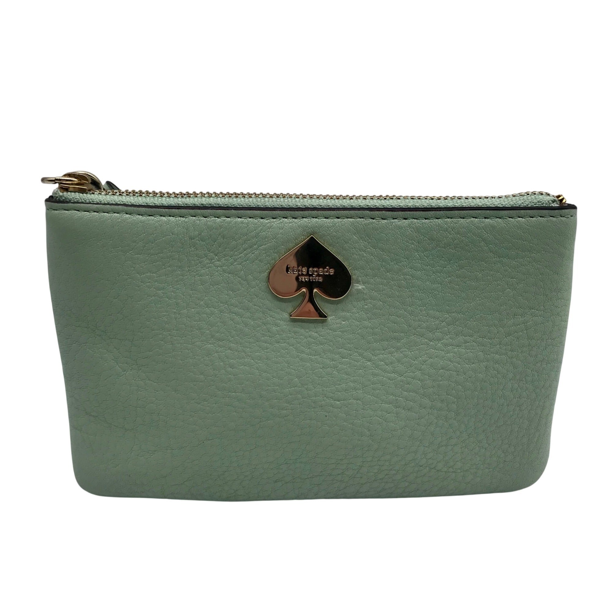 Kate Spade Mint Green Pebbled Leather Leroy Street Bee Wristlet