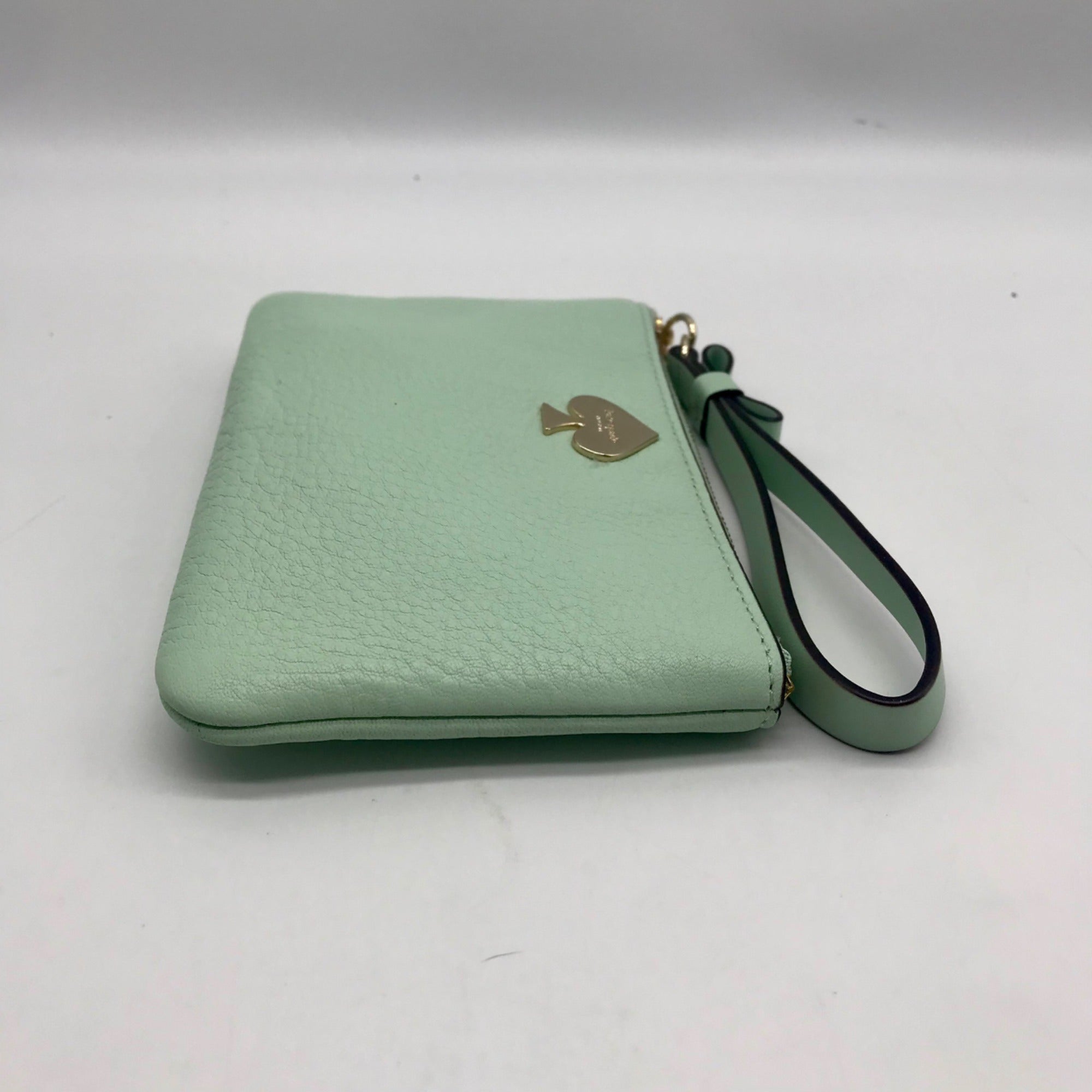 Kate Spade Mint Green Pebbled Leather Leroy Street Bee Wristlet