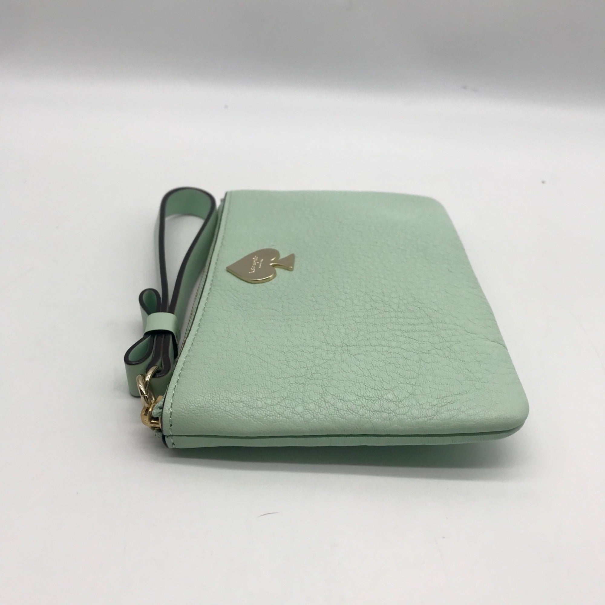 Kate Spade Mint Green Pebbled Leather Leroy Street Bee Wristlet