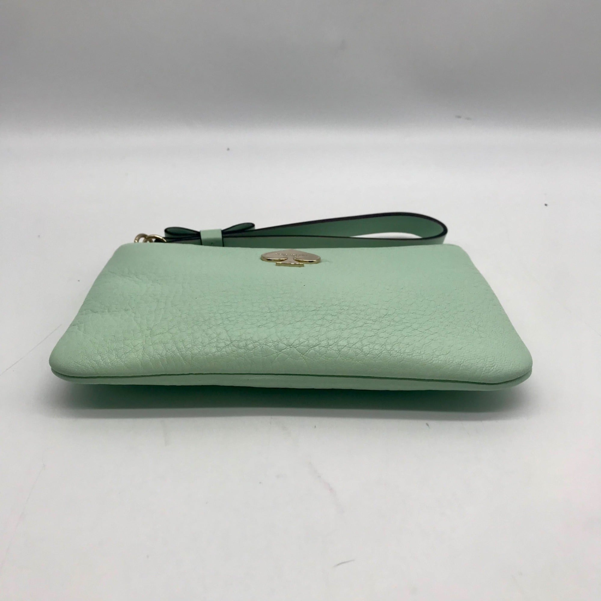 Kate Spade Mint Green Pebbled Leather Leroy Street Bee Wristlet