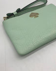Kate Spade Mint Green Pebbled Leather Leroy Street Bee Wristlet