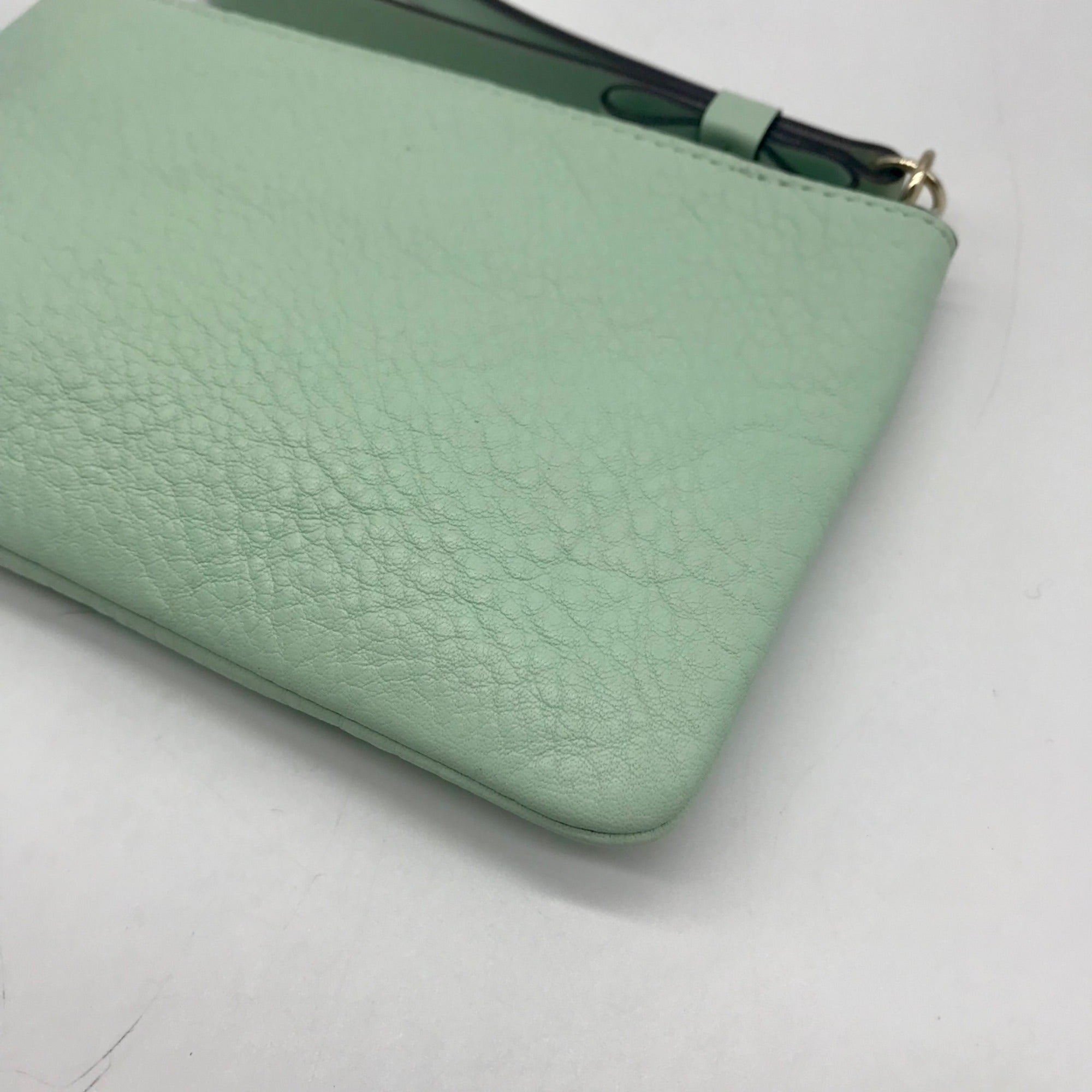 Kate Spade Mint Green Pebbled Leather Leroy Street Bee Wristlet