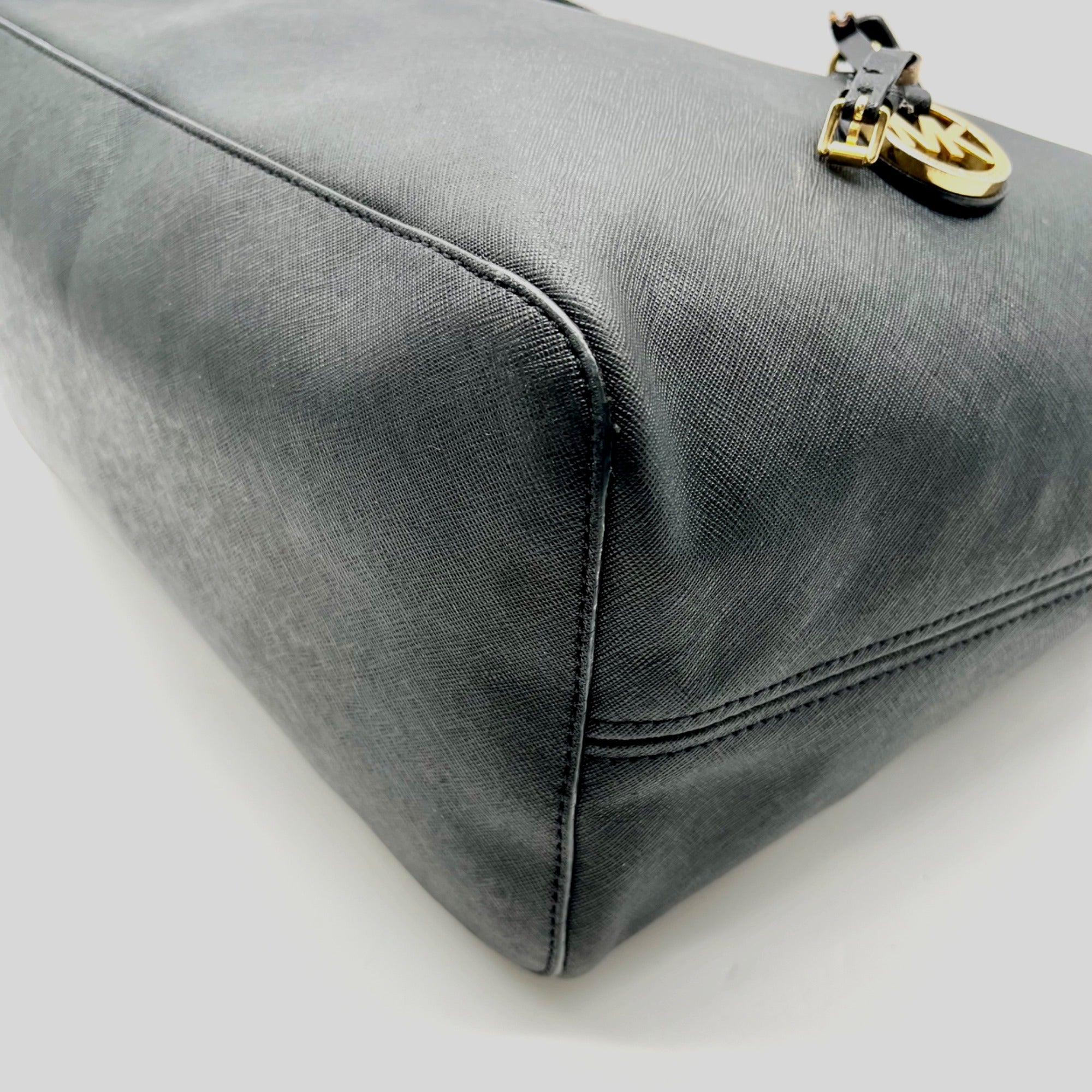 Michael Kors Black Saffiano Leather Jet Set Tote