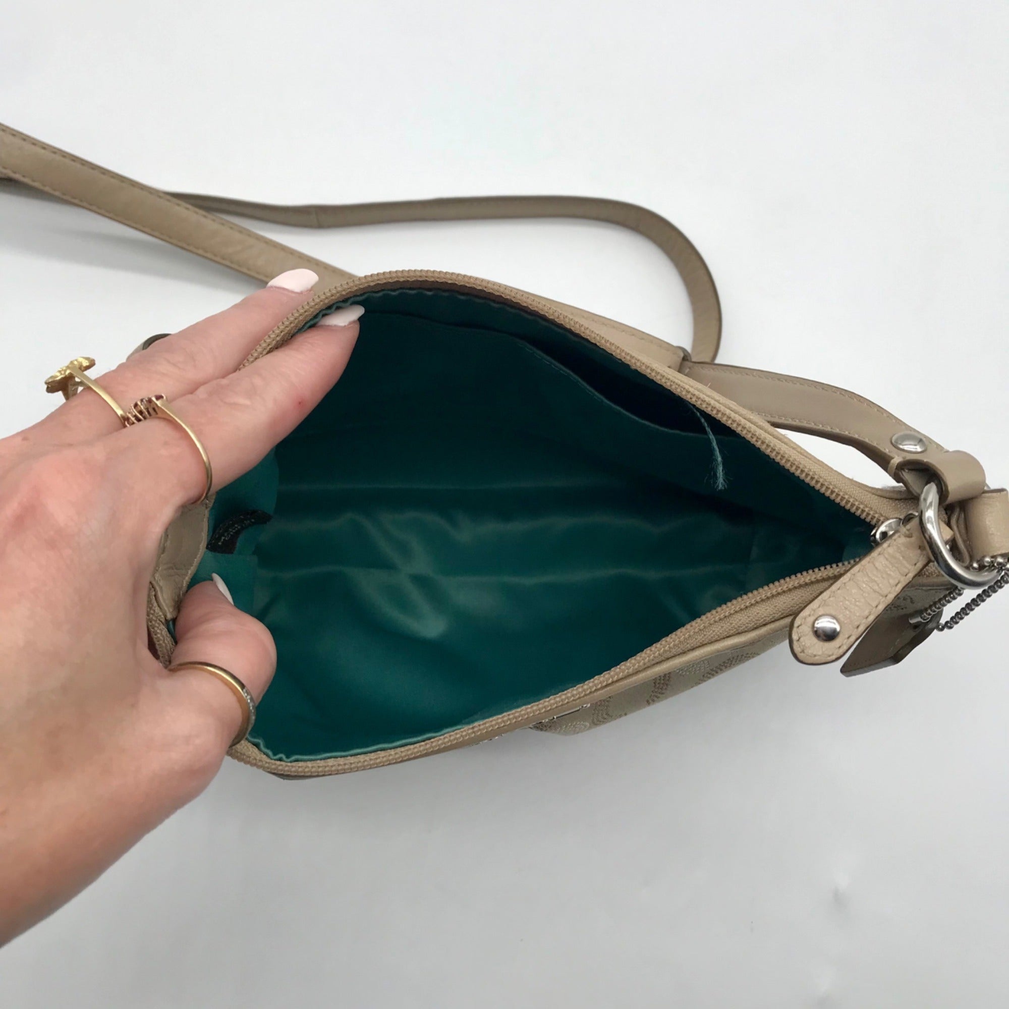 Coach Beige Madison Optical Art Crossbody Bag