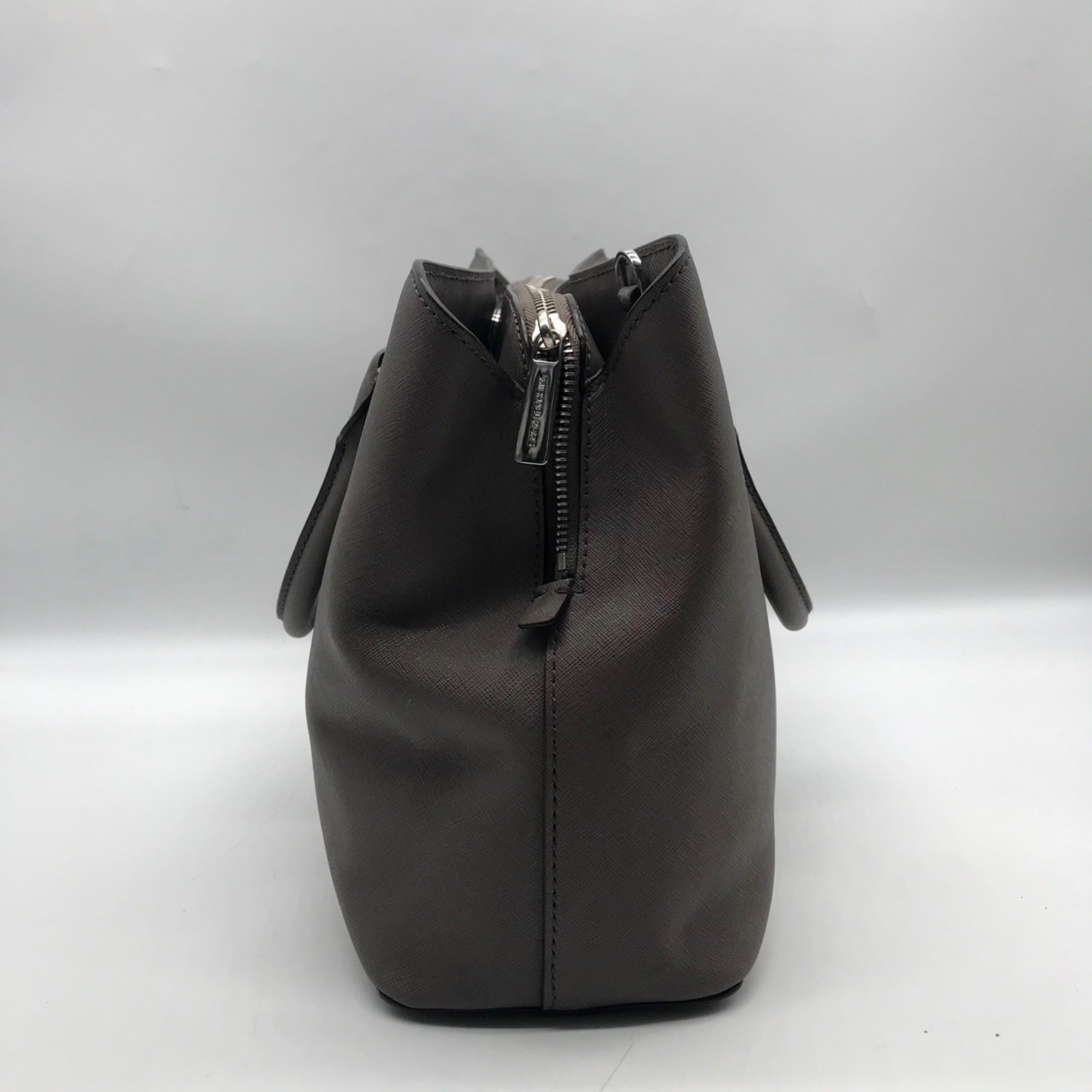 Michael Kors Dark Grey Saffiano Leather Savannah Satchel Bag